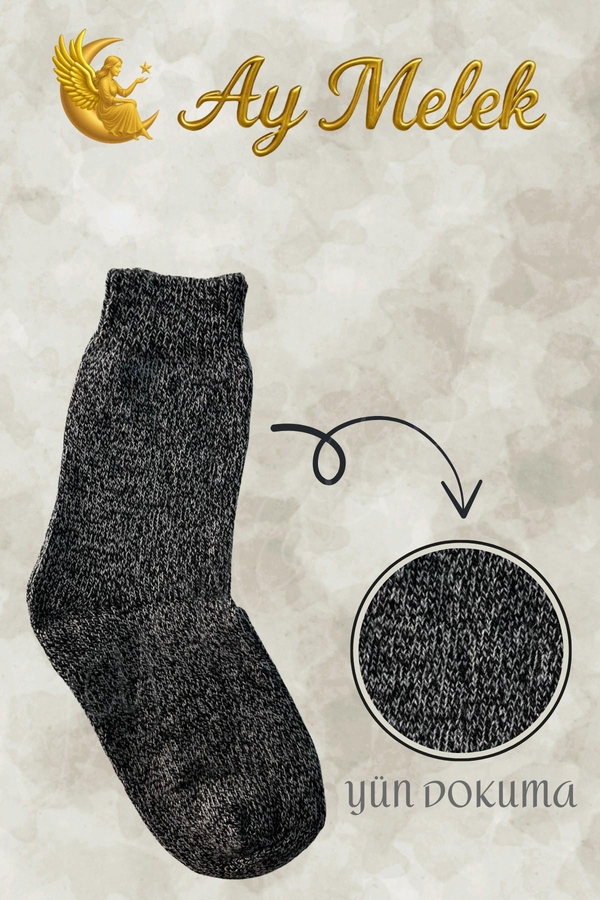 Kadın / Erkek Çorap (8 Çift) Doğal Lambswool Yünlü Ebruli Desenli Yetişkin Yün Çorap