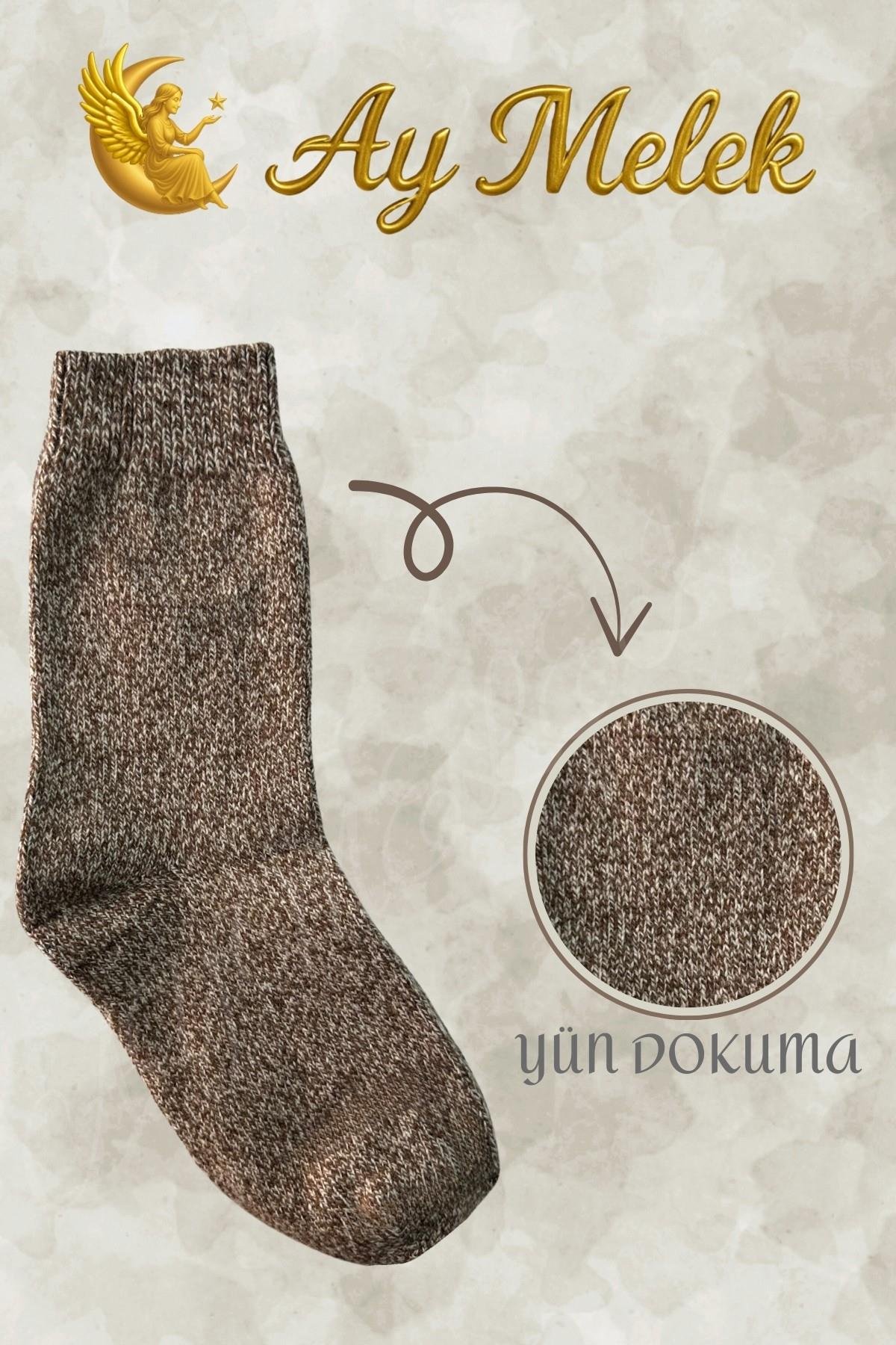 Kadın / Erkek Çorap (8 Çift) Doğal Lambswool Yünlü Ebruli Desenli Yetişkin Yün Çorap