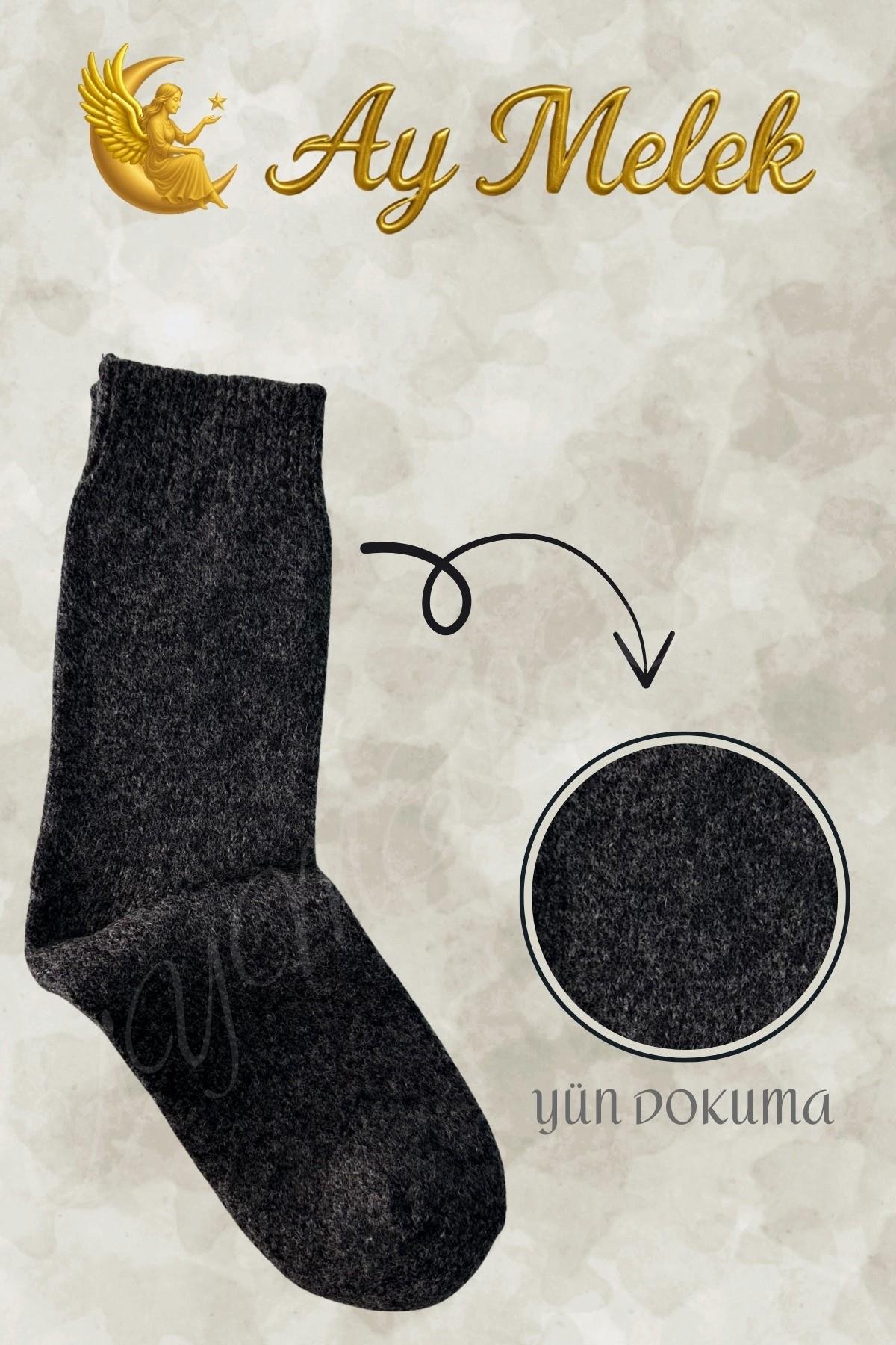 Kadın / Erkek Çorap (8 Çift) Doğal Lambswool Yünlü Ebruli Desenli Yetişkin Yün Çorap