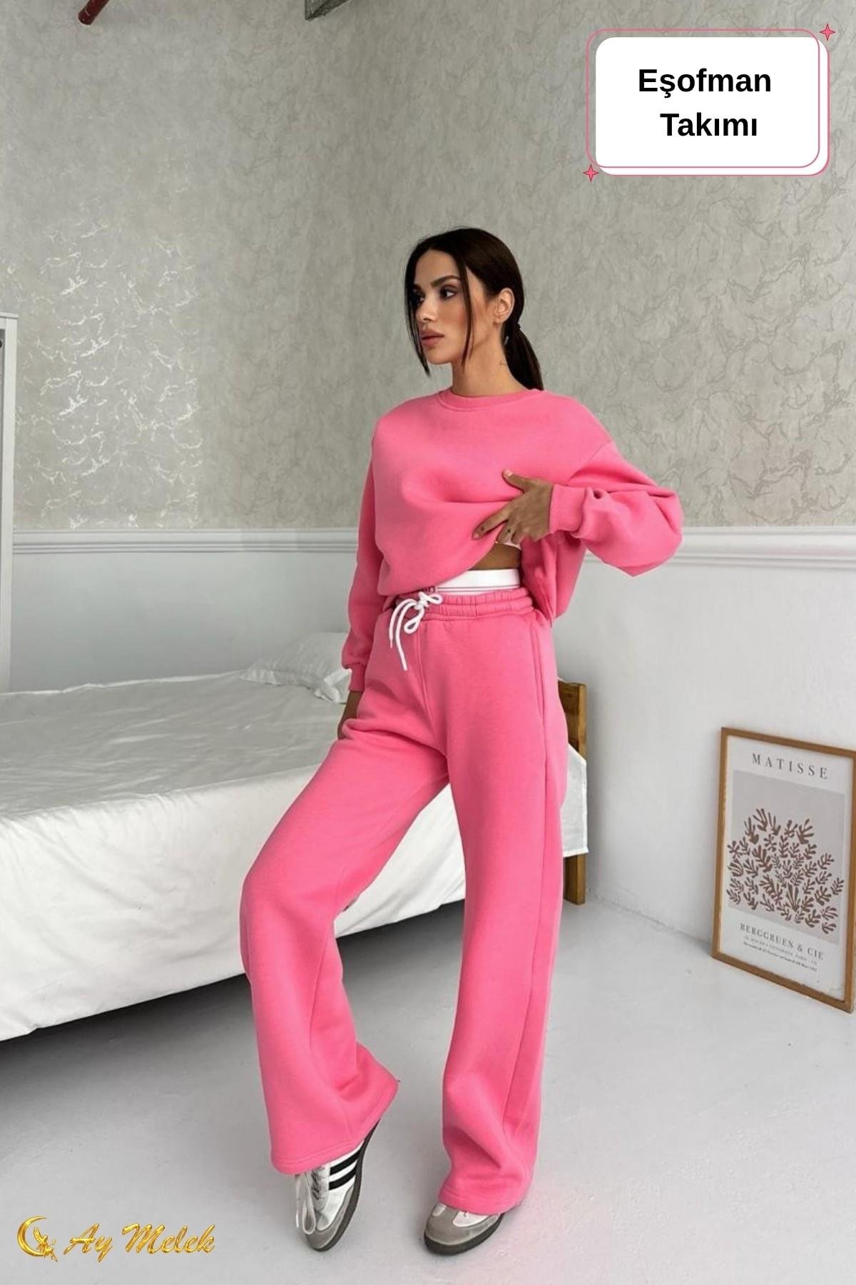 Kadın Eşofman Takımı Mevsimlik Alt-Üst (3 İplik) Kışlık Şardonlu Takım