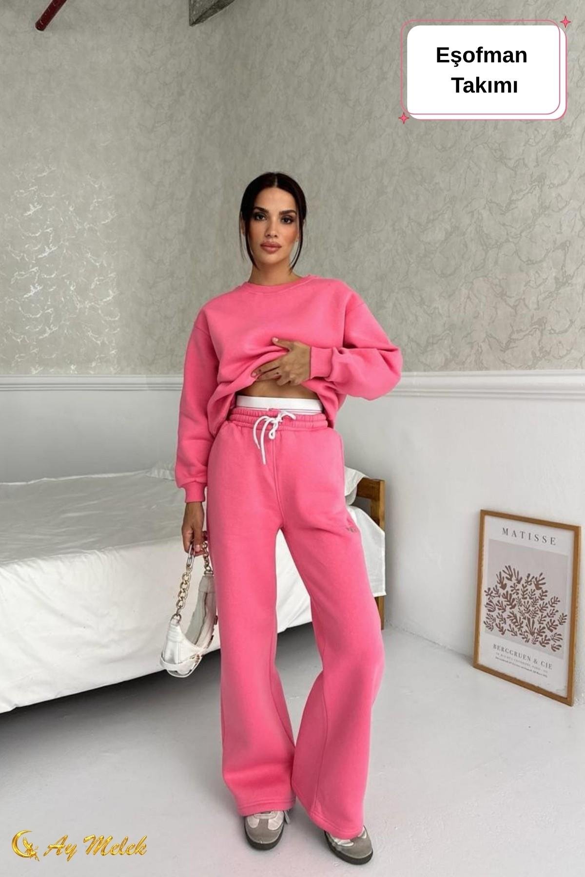 Kadın Eşofman Takımı Mevsimlik Alt-Üst (3 İplik) Kışlık Şardonlu Takım