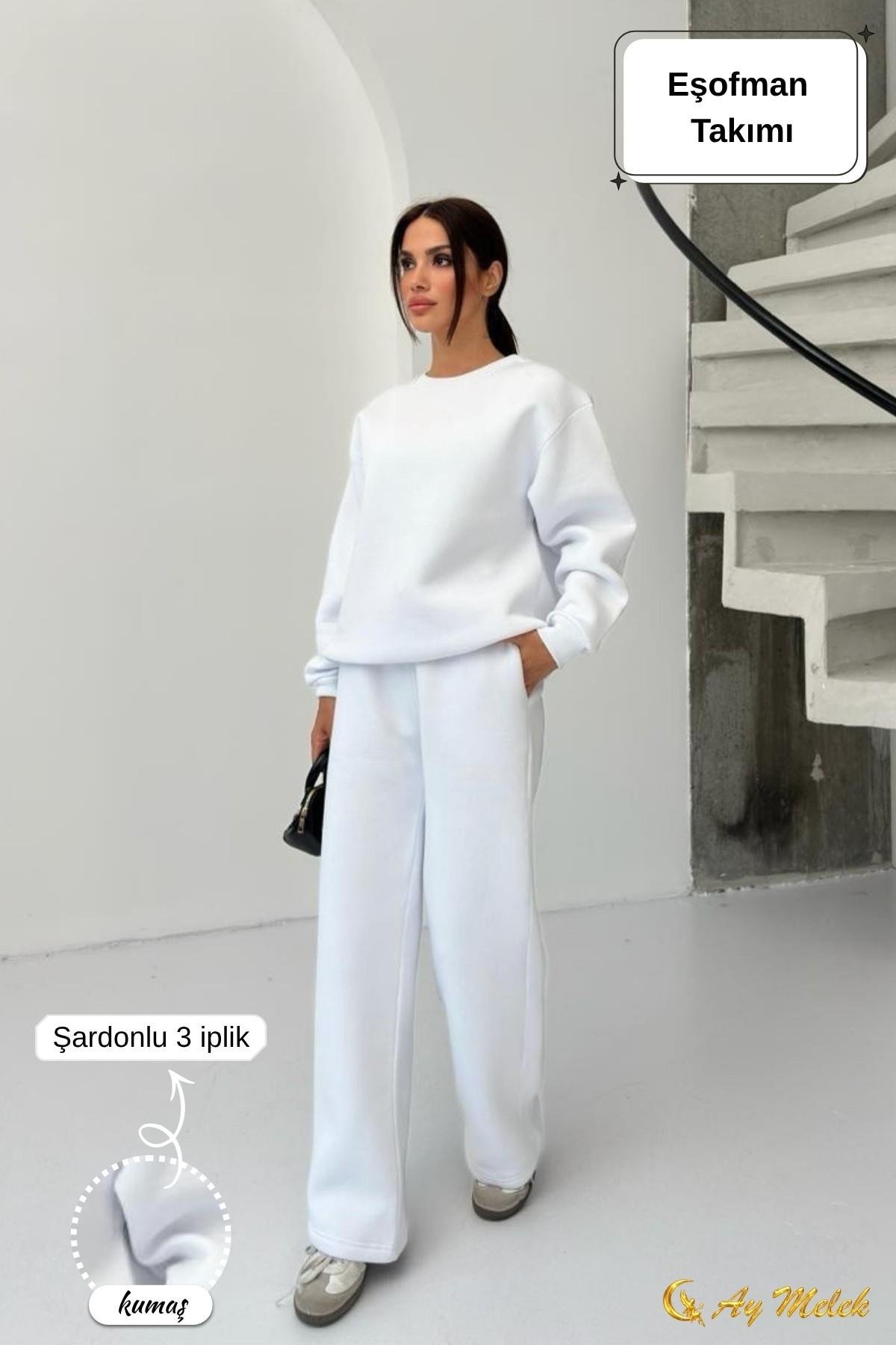 Kadın Eşofman Takımı Mevsimlik Alt-Üst (3 İplik) Kışlık Şardonlu Takım