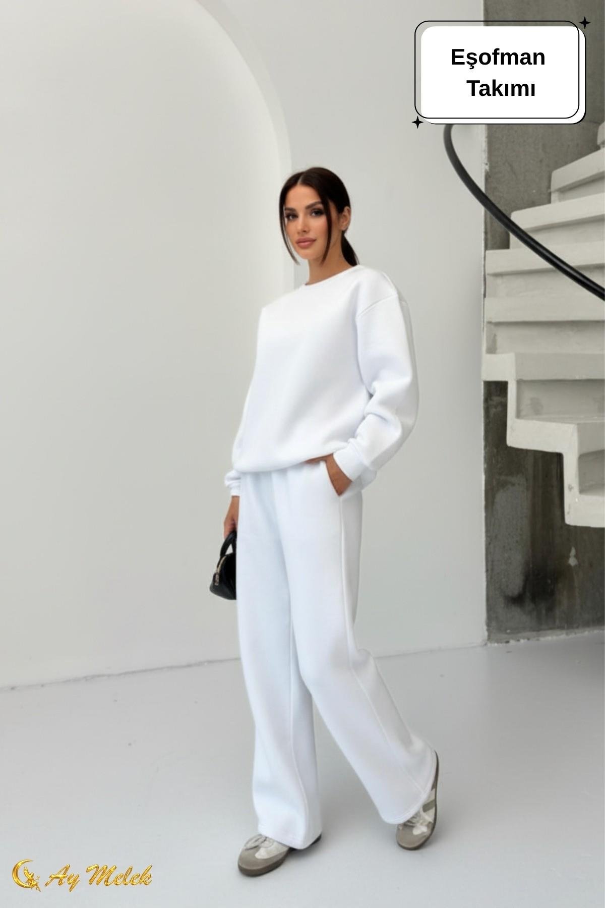 Kadın Eşofman Takımı Mevsimlik Alt-Üst (3 İplik) Kışlık Şardonlu Takım