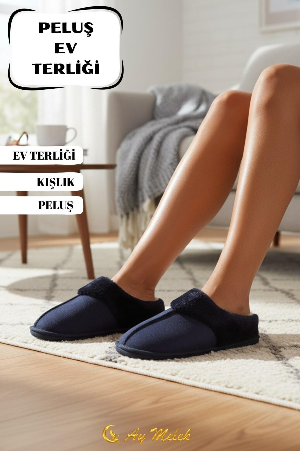 Kadın Ev Terliği İçi Peluş Kışlık Misafir Yumuşak Taban Panduf