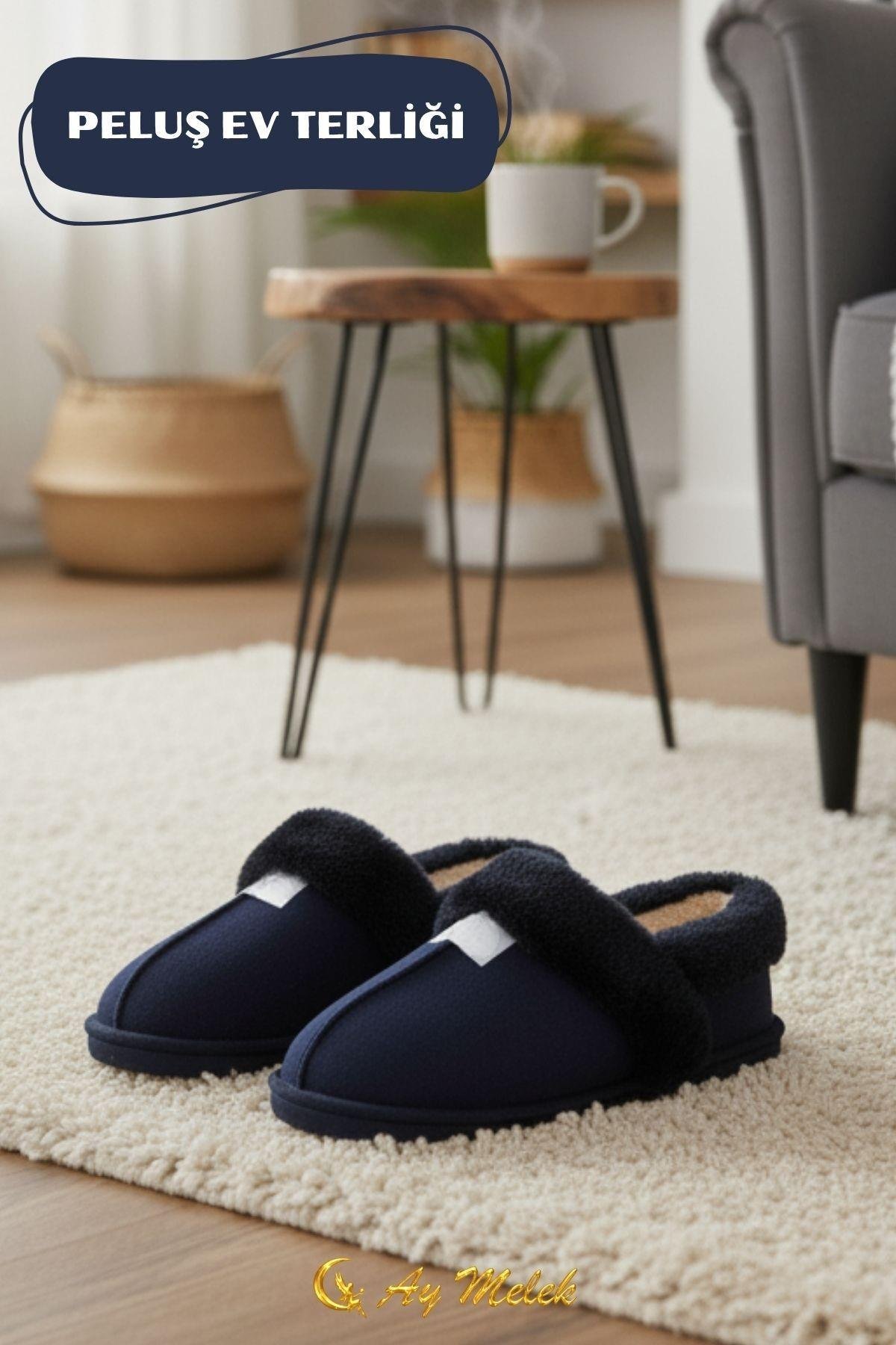 Kadın Ev Terliği İçi Tüylü Kışlık Kaymaz Taban Peluş Panduf