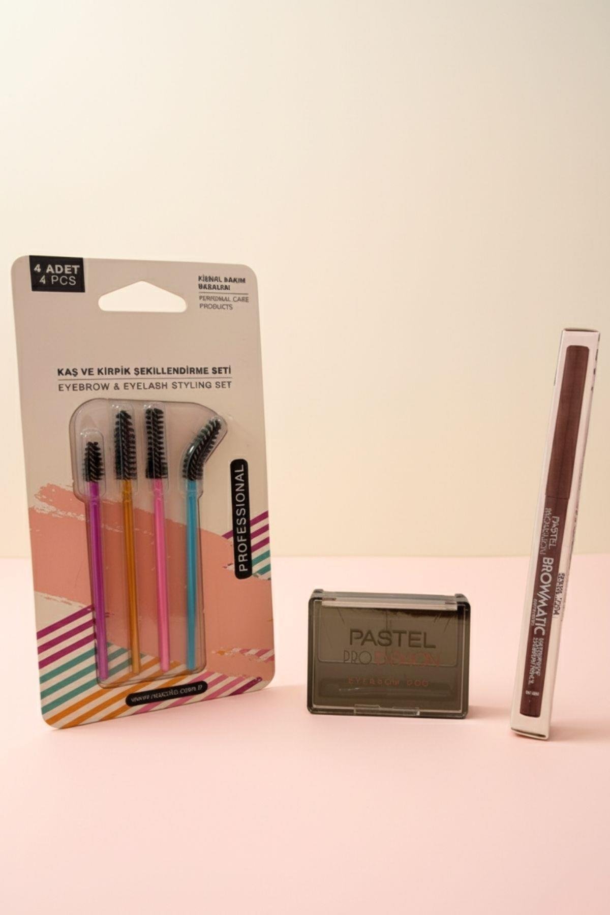 Kadın Kaş Makyajı Şekillendirme (Kaş Kirpik Fırçası, Kaş Far Paleti, Kaş Kalemi ) 3`lü Set