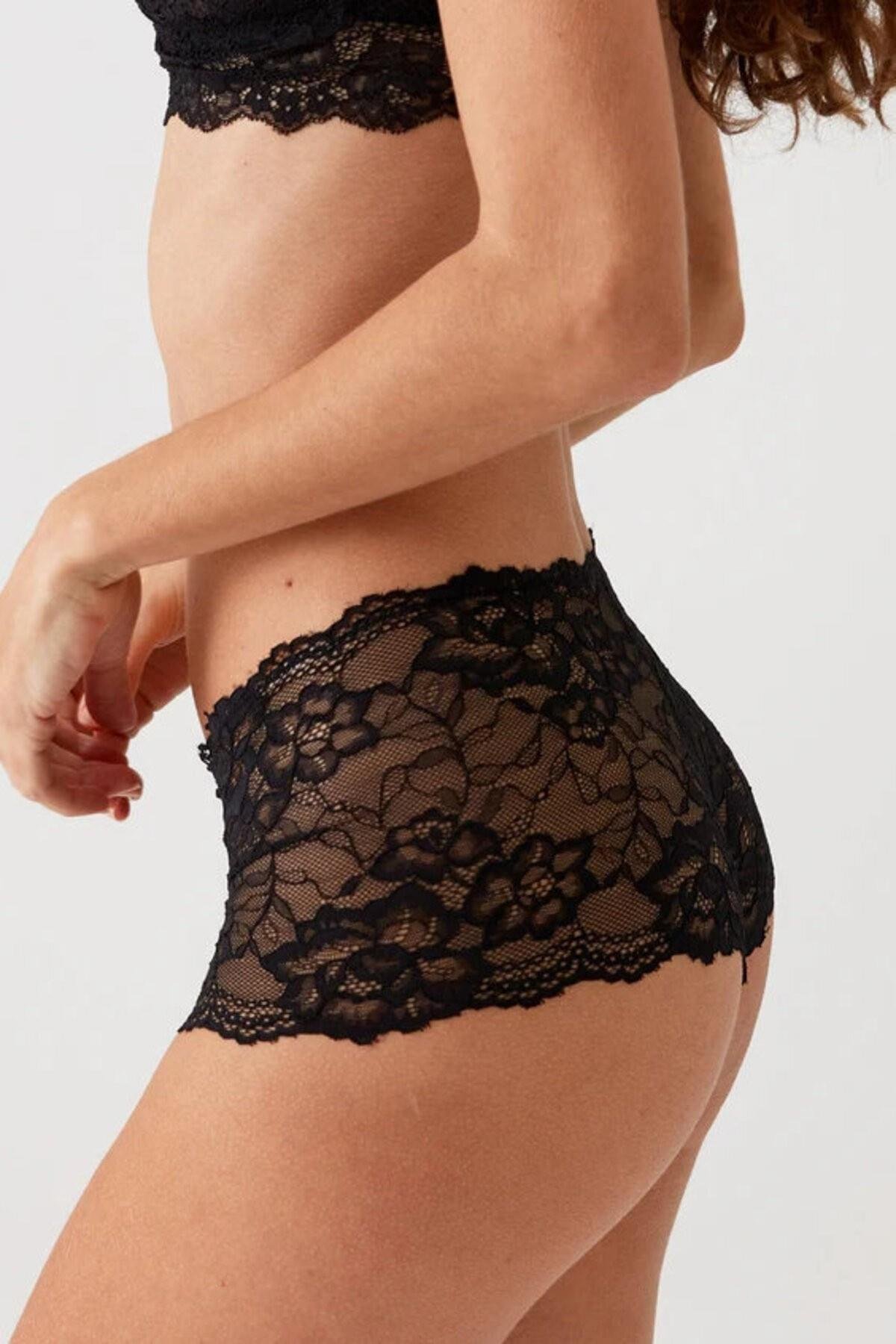 Kadın Külot Dantelli Şort (2`li Set) Fantazi Baxer İç Giyim Kadın Çamaşır