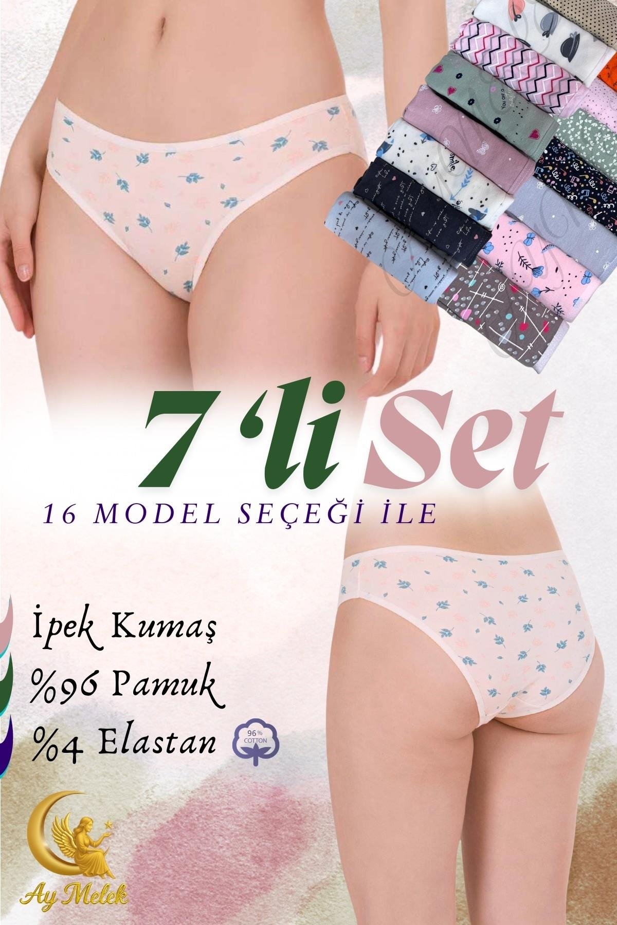 Kadın Külot / Kilot (7 Adet) Karma Renk Esnek Pamuklu Çamaşır