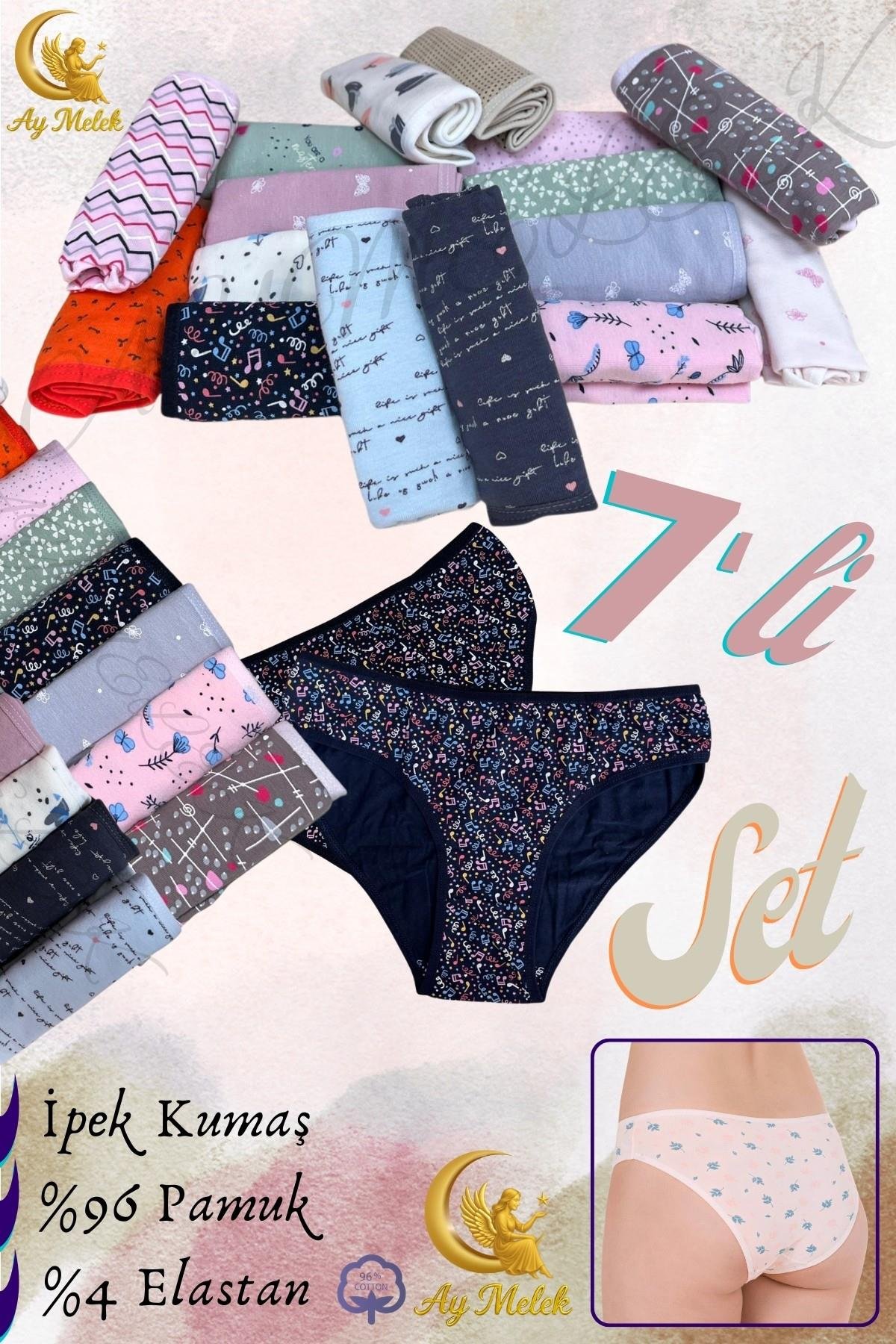 Kadın Külot / Kilot (7 Adet) Karma Renk Esnek Pamuklu Çamaşır