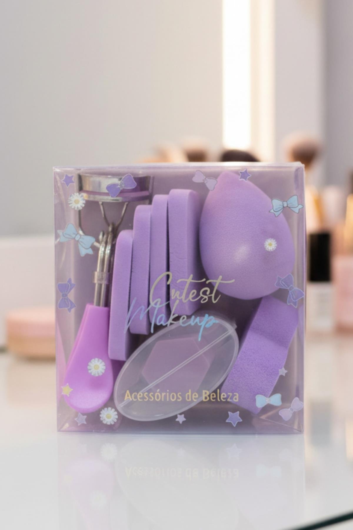 Kadın Makyaj süngeri ve Kirpik Kıvırıcı Seyahat Boy Seti