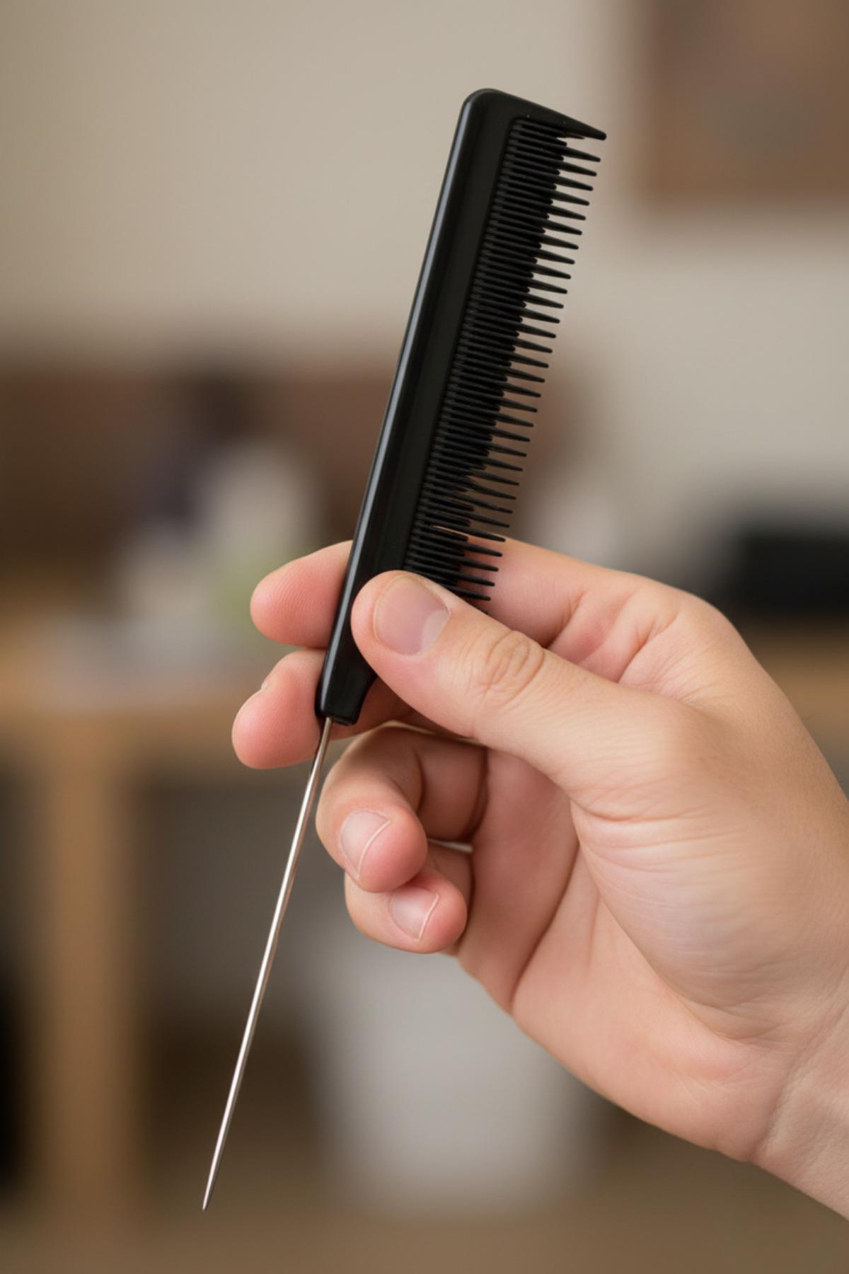 Kadın Saç Ayırma Tarağı ve Krepe Şiş Tarak