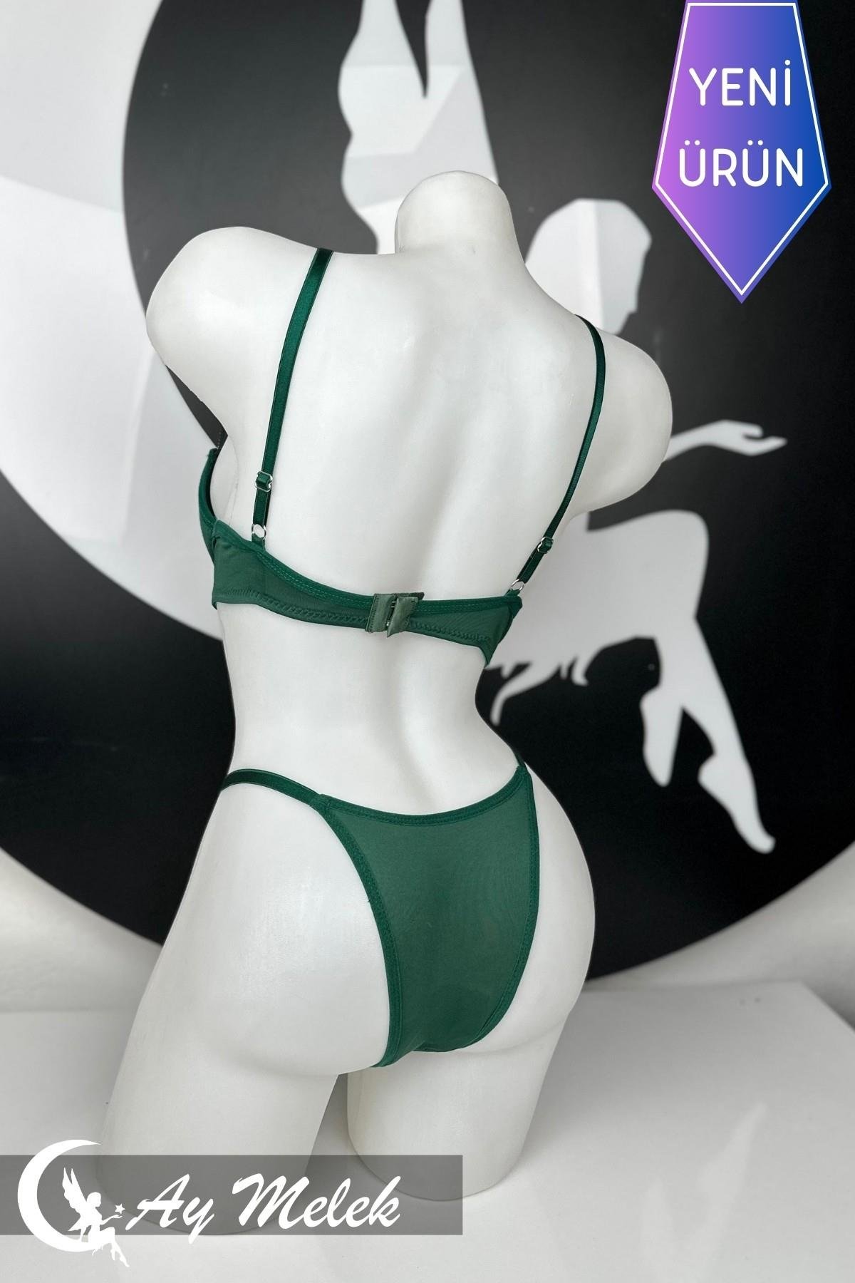 Kadın Sütyen Takımı Taşlı Yıldız Detaylı Fantazi Alt Üst Takım