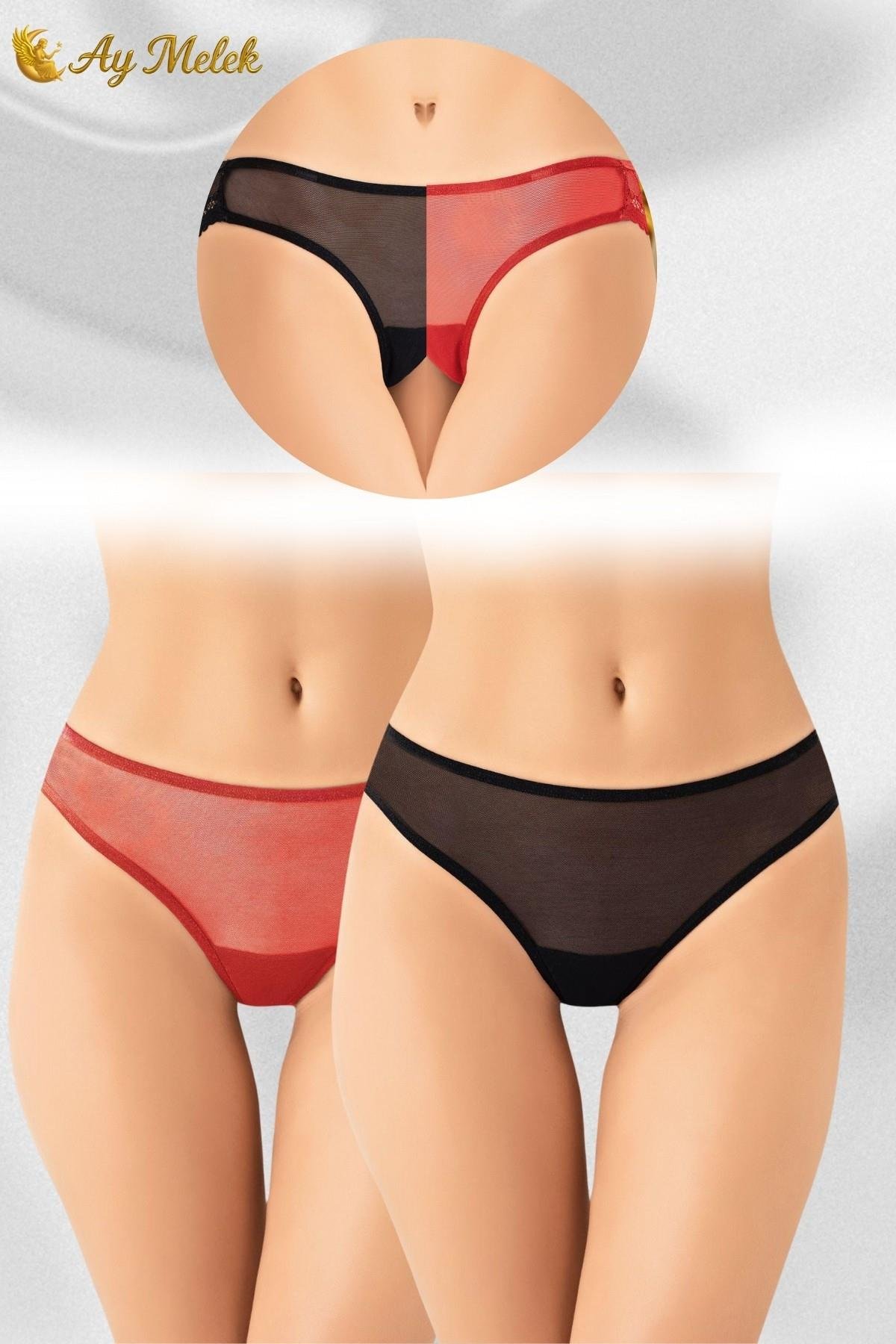 Kadın Taş Detay Esnek Tül Dantel String Fantazi İç Giyim Külot