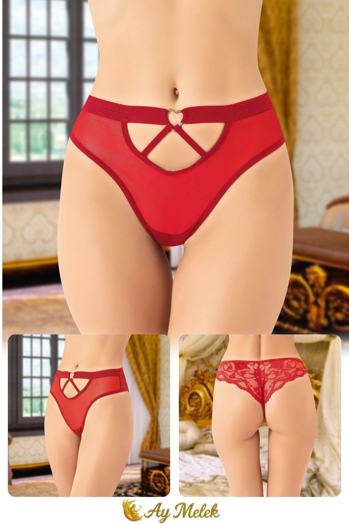 Kadın Taş Detay Esnek Tül Dantel String Fantazi İç Giyim Külot1