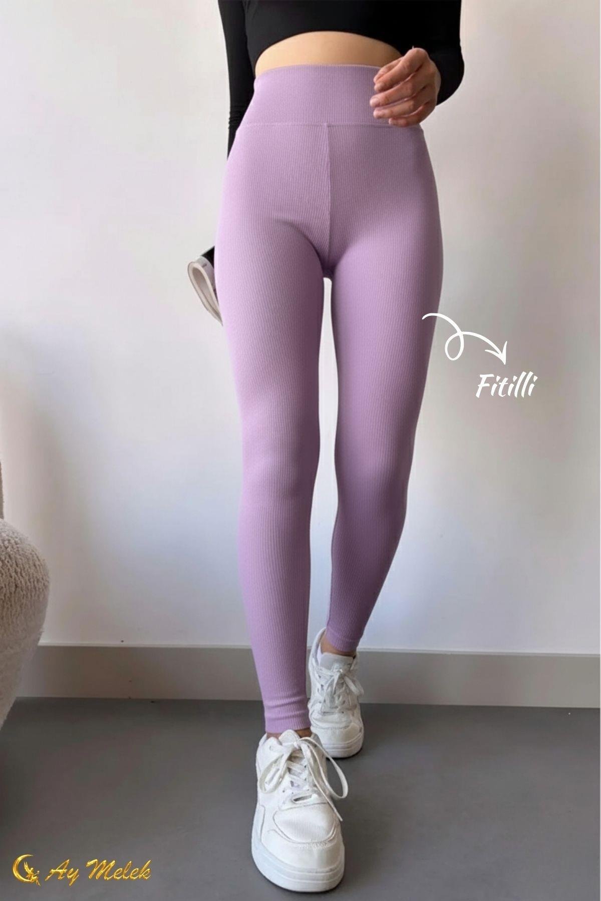 Kadın Tayt Yüksek Bel Toparlayıcı İç Göstermeyen Mevsimlik Fitilli Tayt