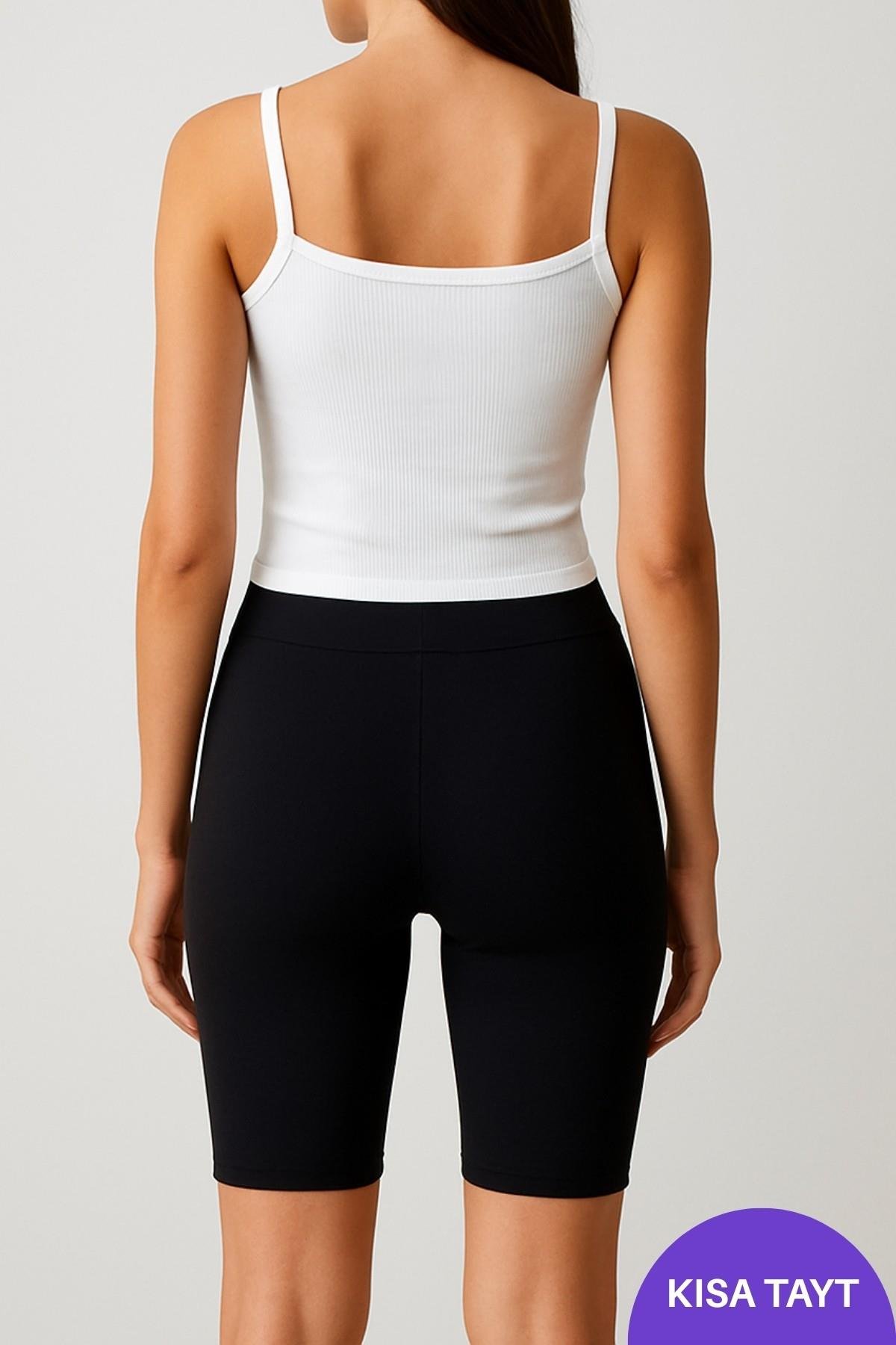 Kadın Tayt Yüksek Bel Toparlayıcı Sıkılaştırıcı İç Göstermeyen Mevsimlik Likralı Tayt