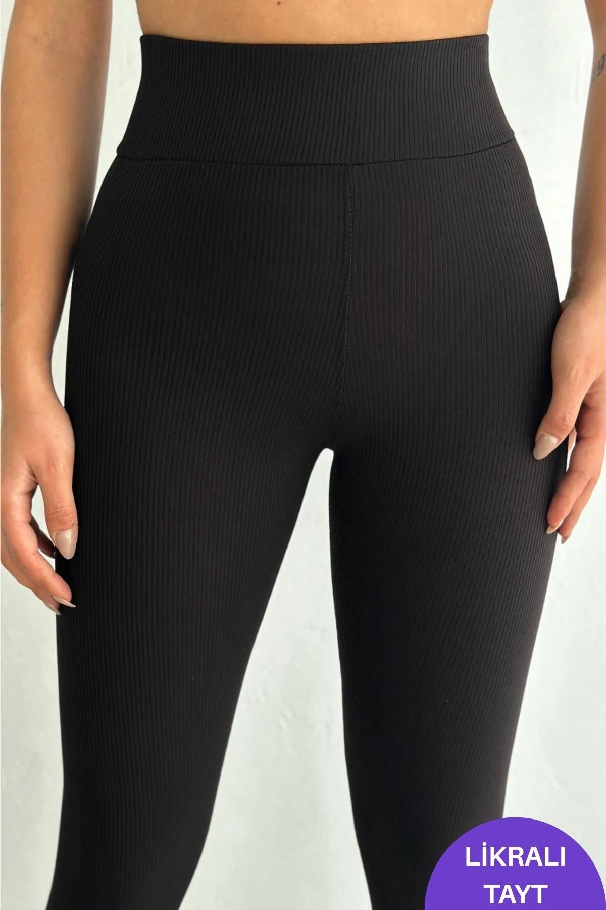 Kadın Tayt Yüksek Bel Toparlayıcı Sıkılaştırıcı İç Göstermeyen Mevsimlik Likralı Tayt