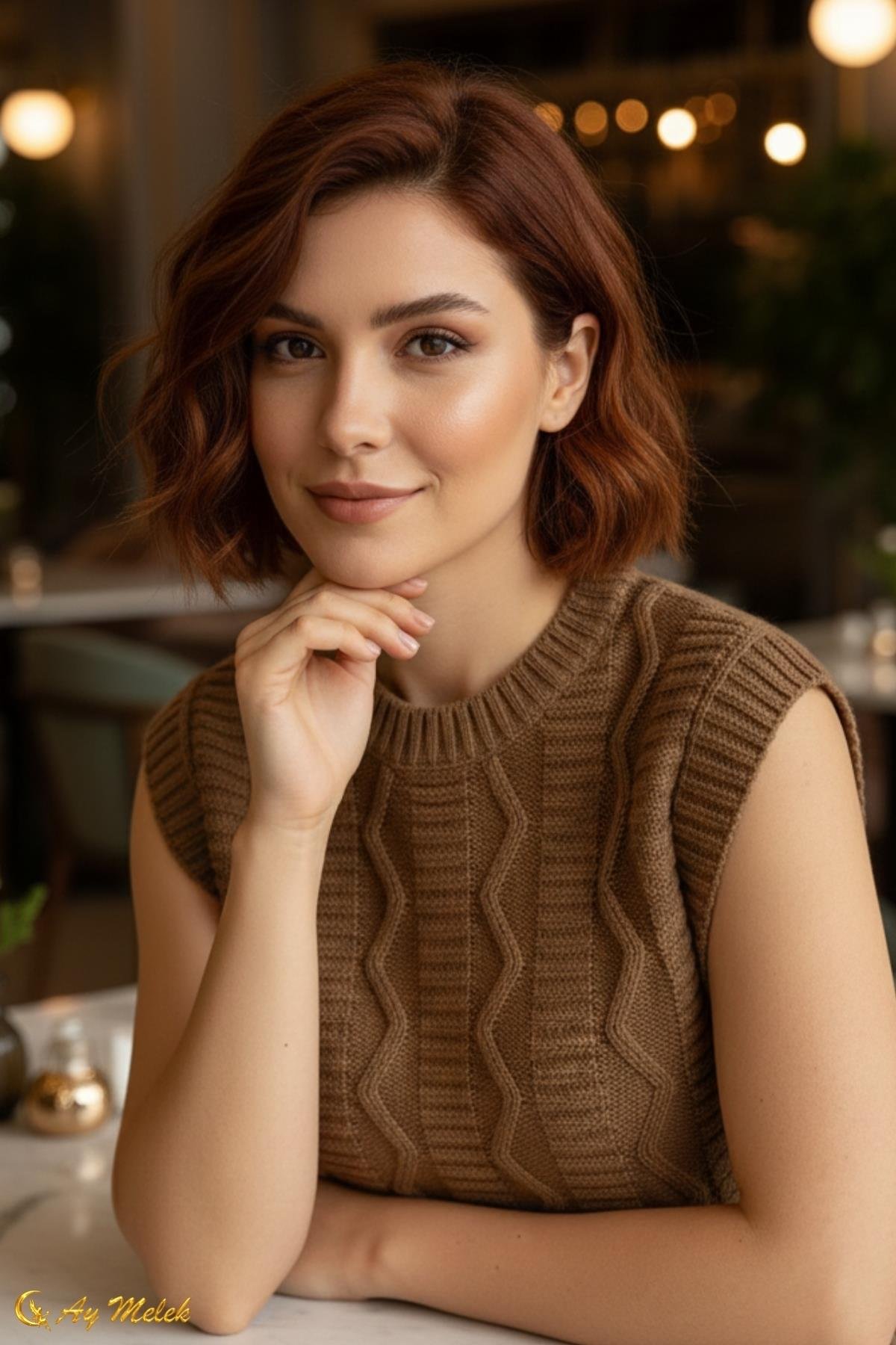 Kadın Triko Bisiklet Yaka Bağlamalı Süveter