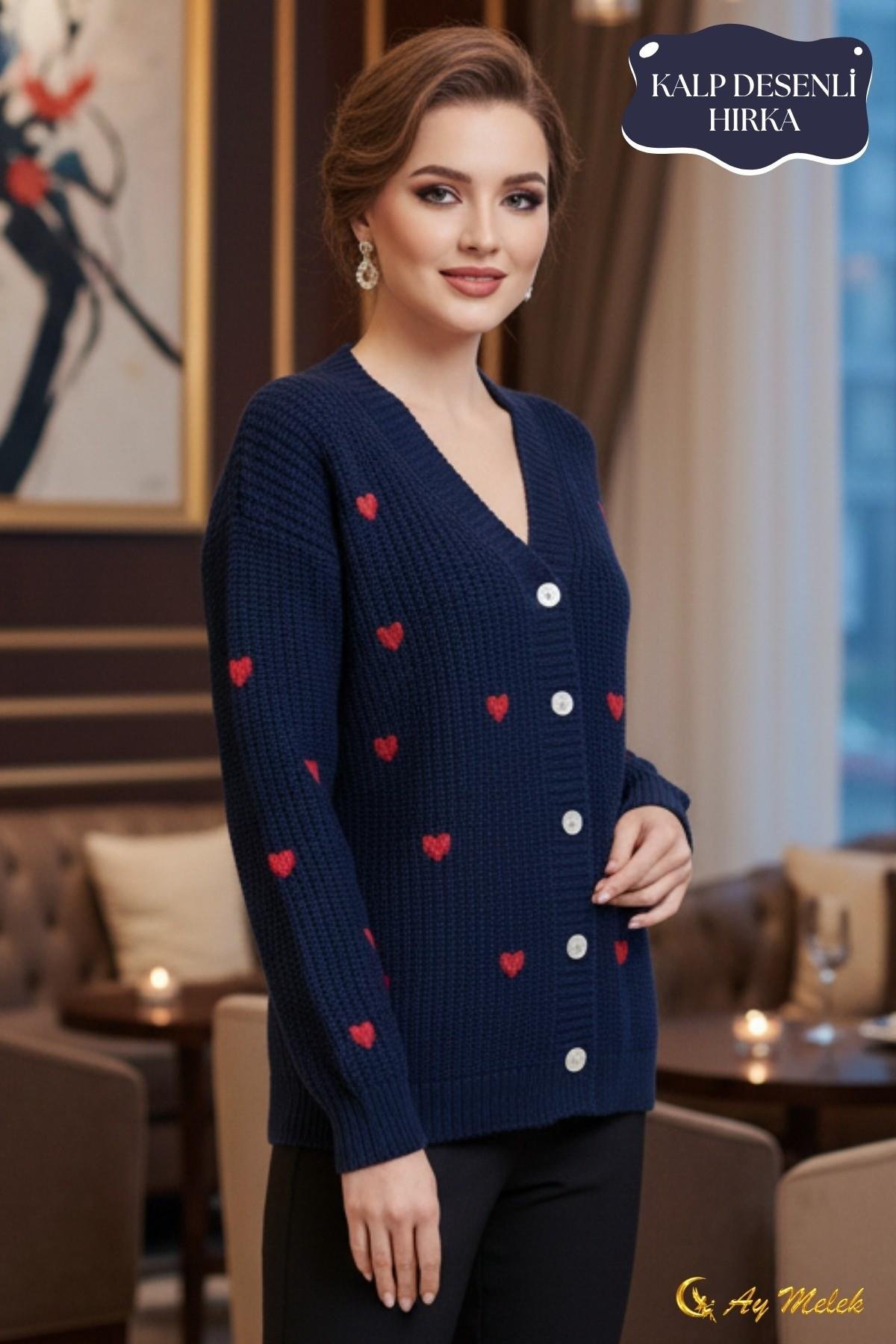 Kadın Triko Hırka V Yaka Kısa Dokulu Düğmeli Hırka