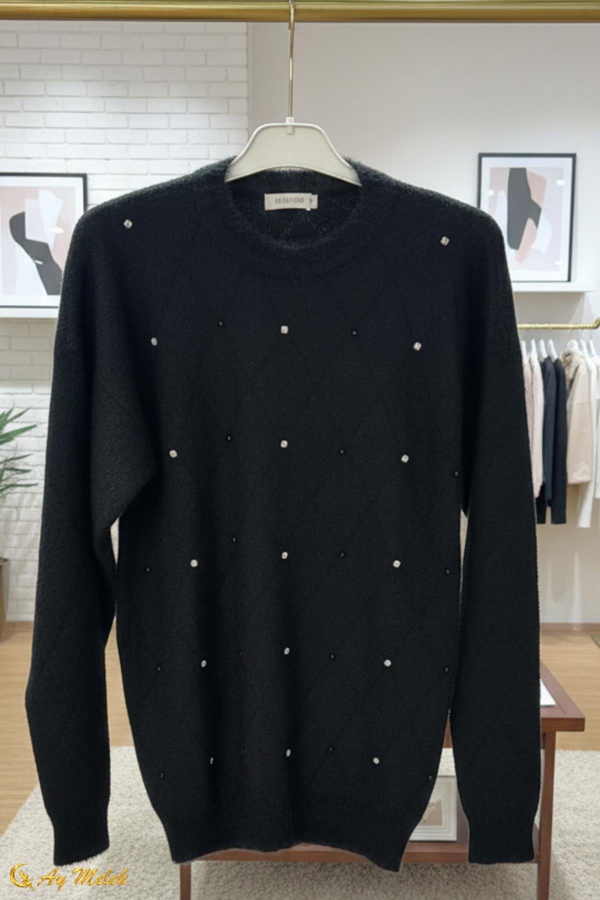 Kadın Triko Kazak Angora Yumuşak Dokulu Kısa Kazak