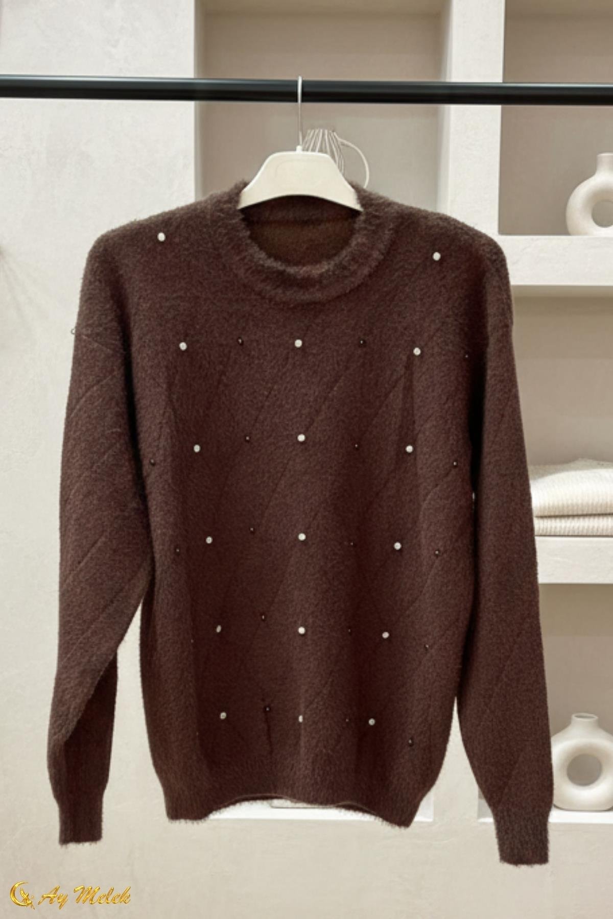 Kadın Triko Kazak Angora Yumuşak Dokulu Kısa Kazak