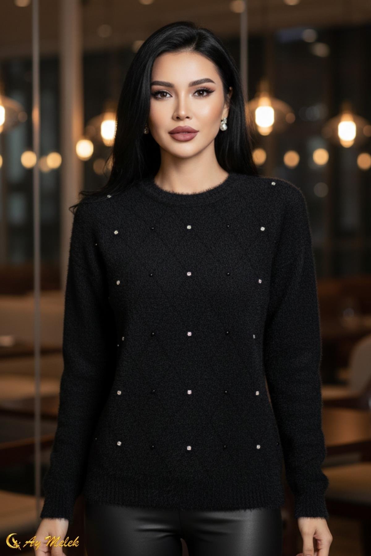 Kadın Triko Kazak Angora Yumuşak Dokulu Kısa Kazak