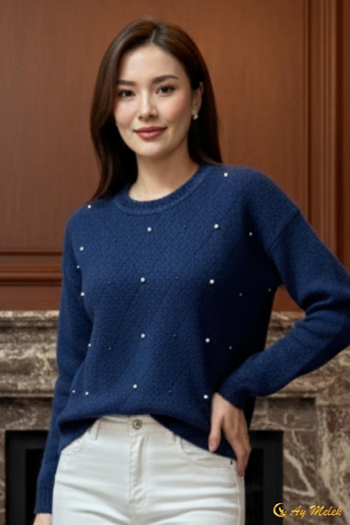 Kadın Triko Kazak Angora Yumuşak Dokulu Kısa Kazak