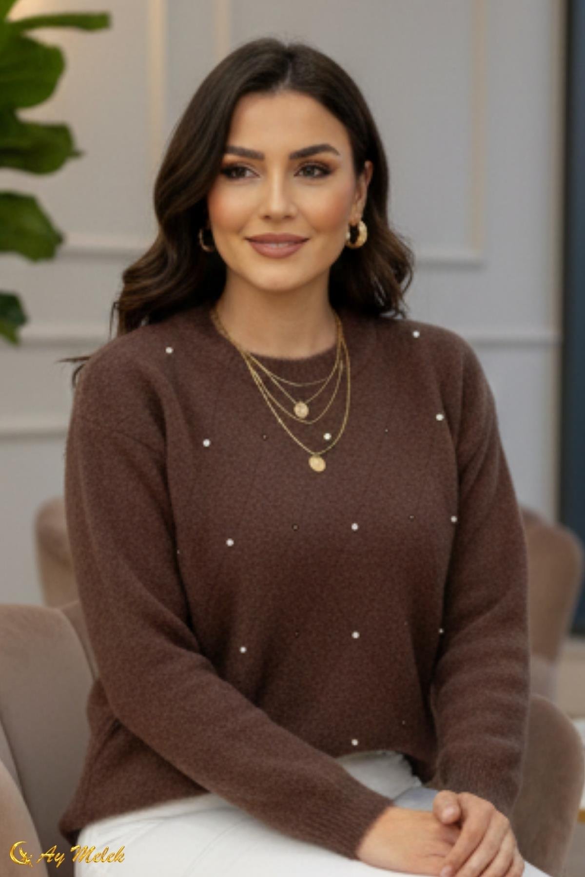 Kadın Triko Kazak Angora Yumuşak Dokulu Kısa Kazak