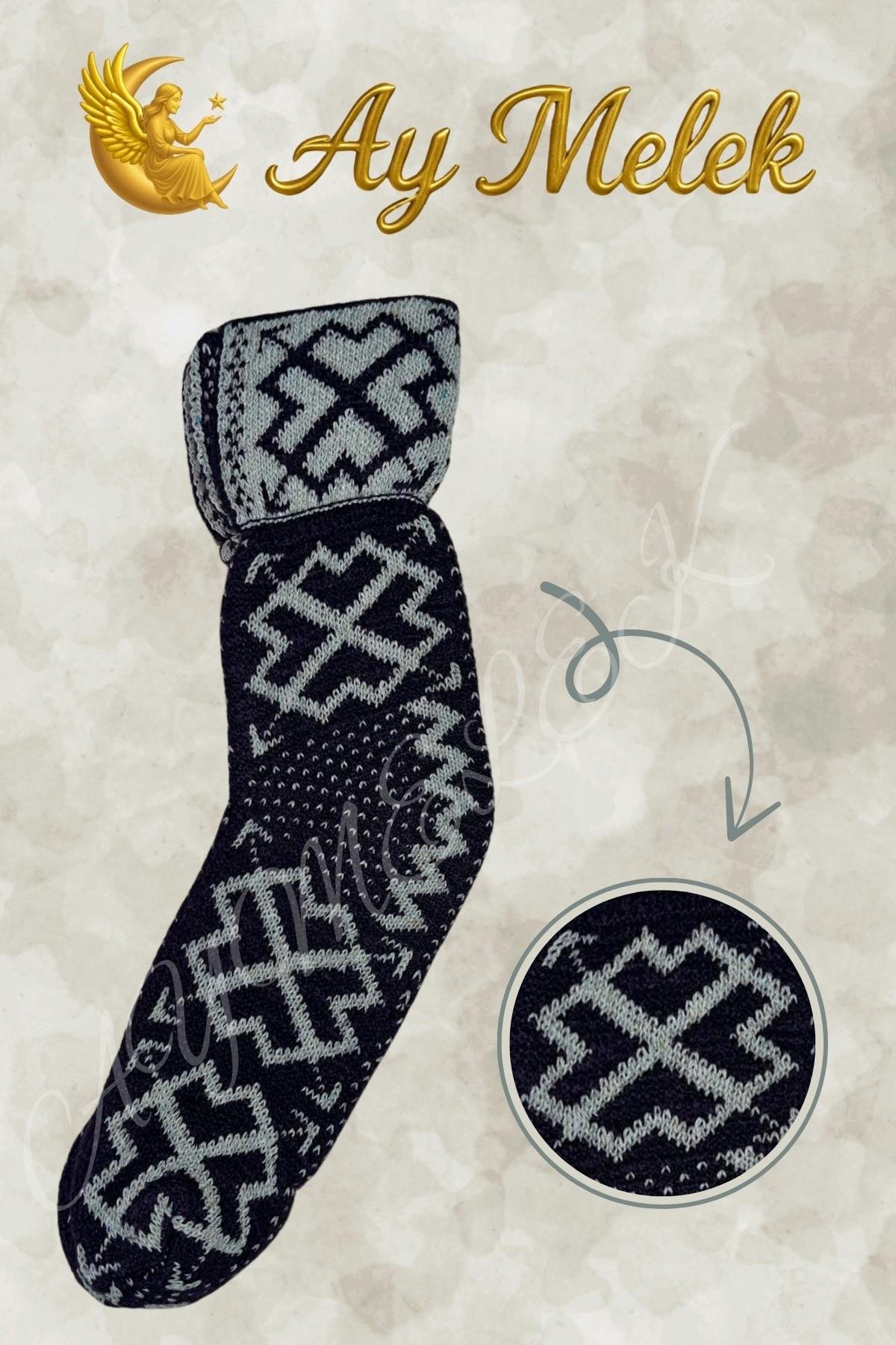 Kadın Yün Çorap (3 Çift) Doğal Lambswool Yünlü Özbek - Türkmen Yün Çorap