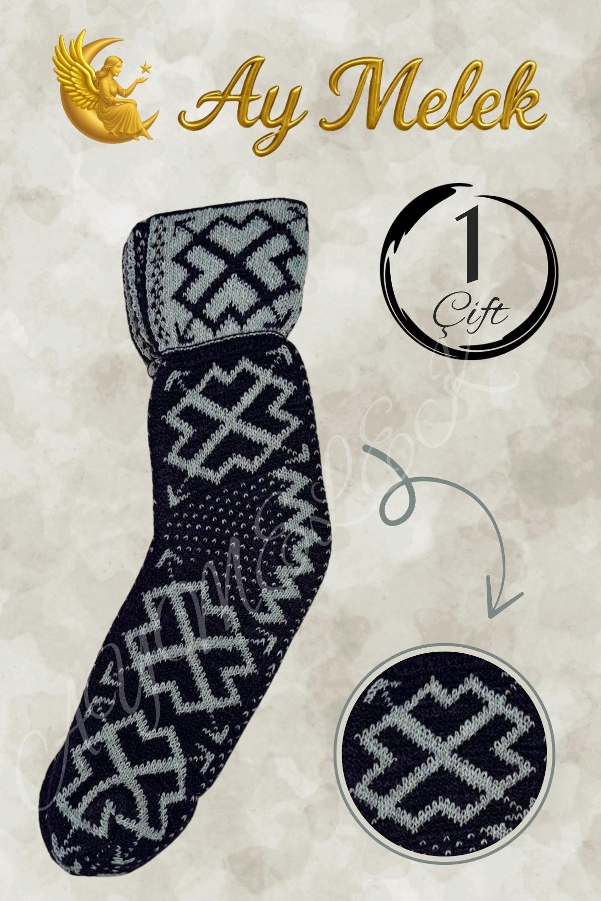 Kadın Yün Çorap (3 Çift) Doğal Lambswool Yünlü Özbek - Türkmen Yün Çorap