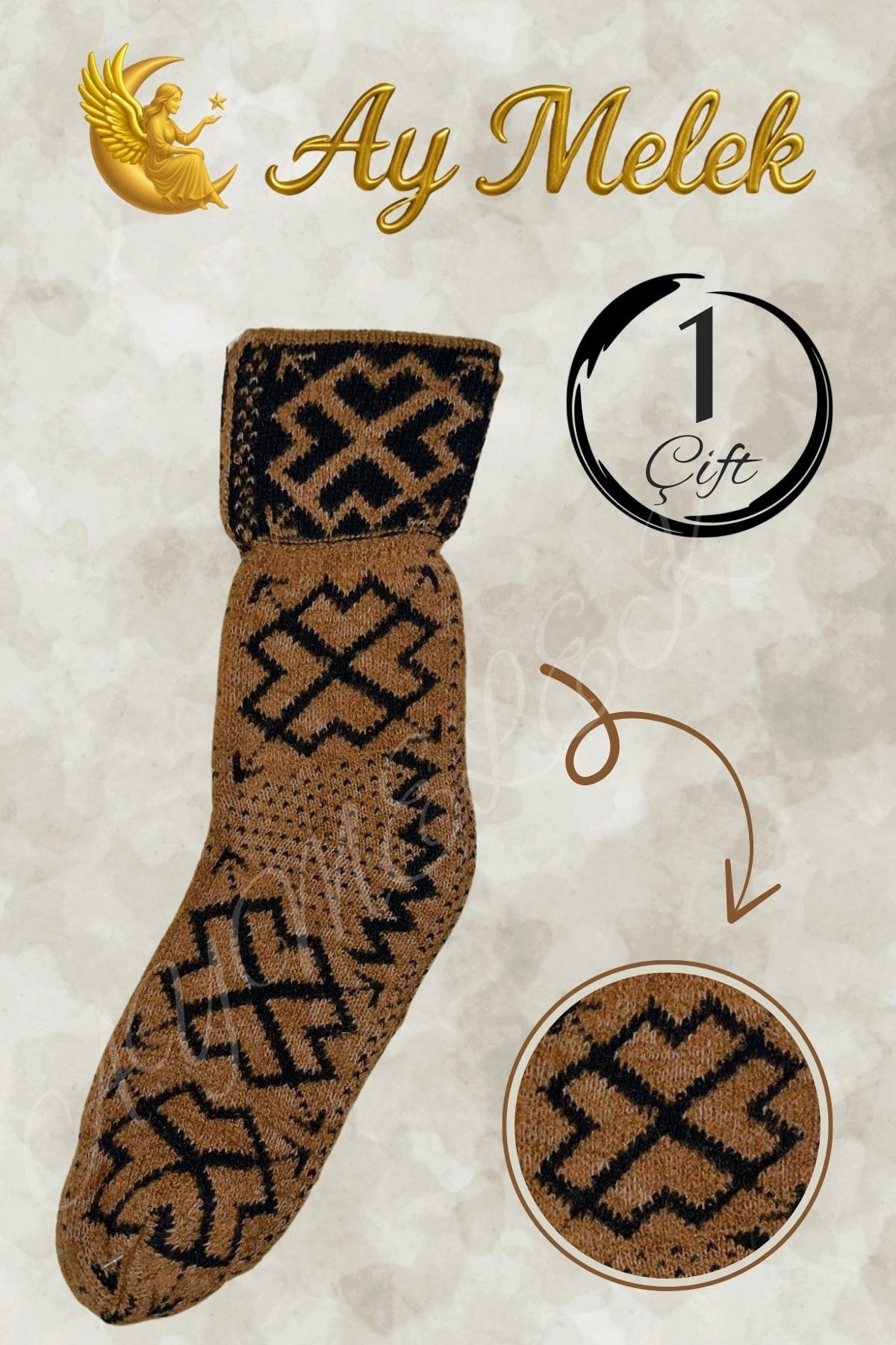 Kadın Yün Çorap (3 Çift) Doğal Lambswool Yünlü Özbek - Türkmen Yün Çorap