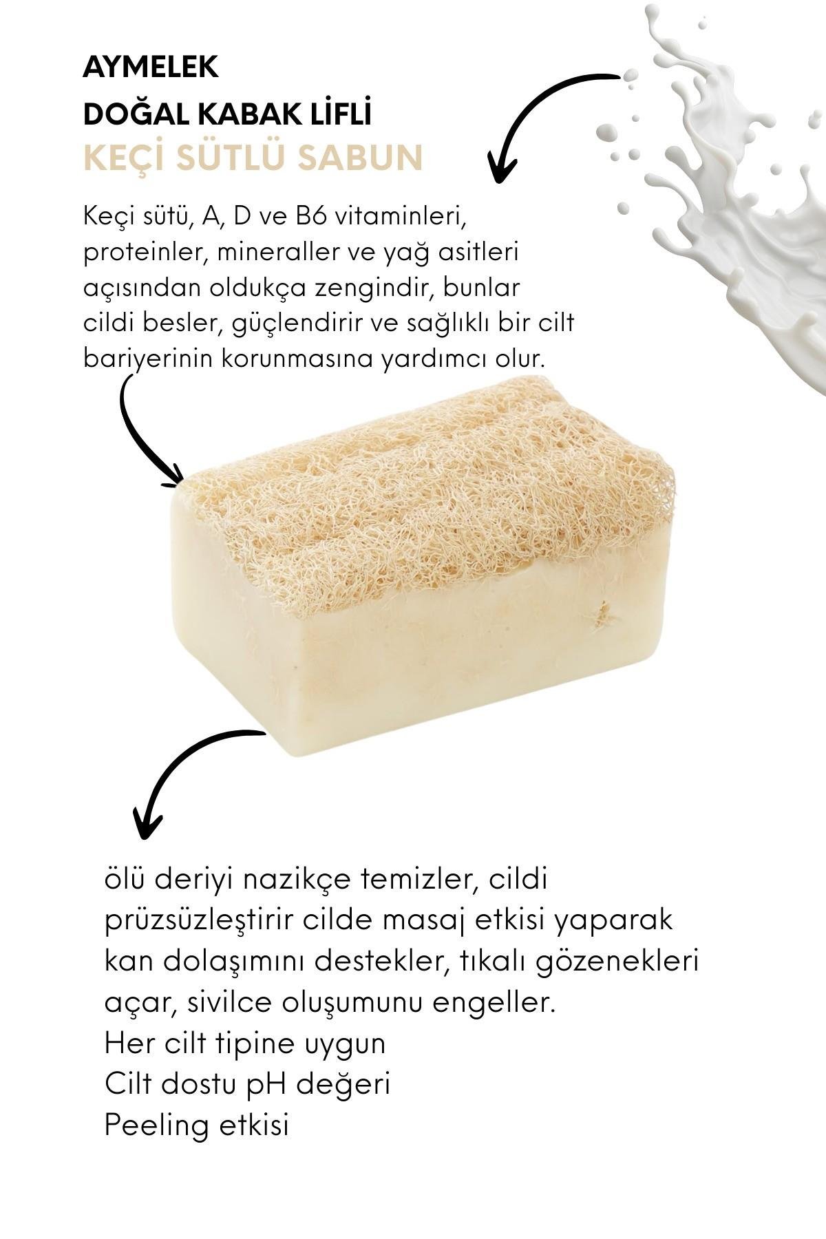 Keçi Sütü Özlü Doğal Kabak Lifli Güzellik Sabunu Cilt Kırışıklık Önleyici Etkili