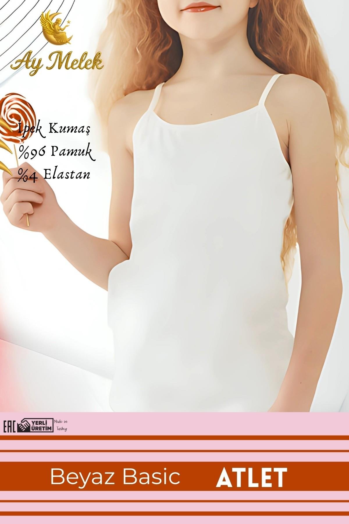 Kız Çocuk İnce Askılı Organik Pamuklu Oval Yaka Atlet