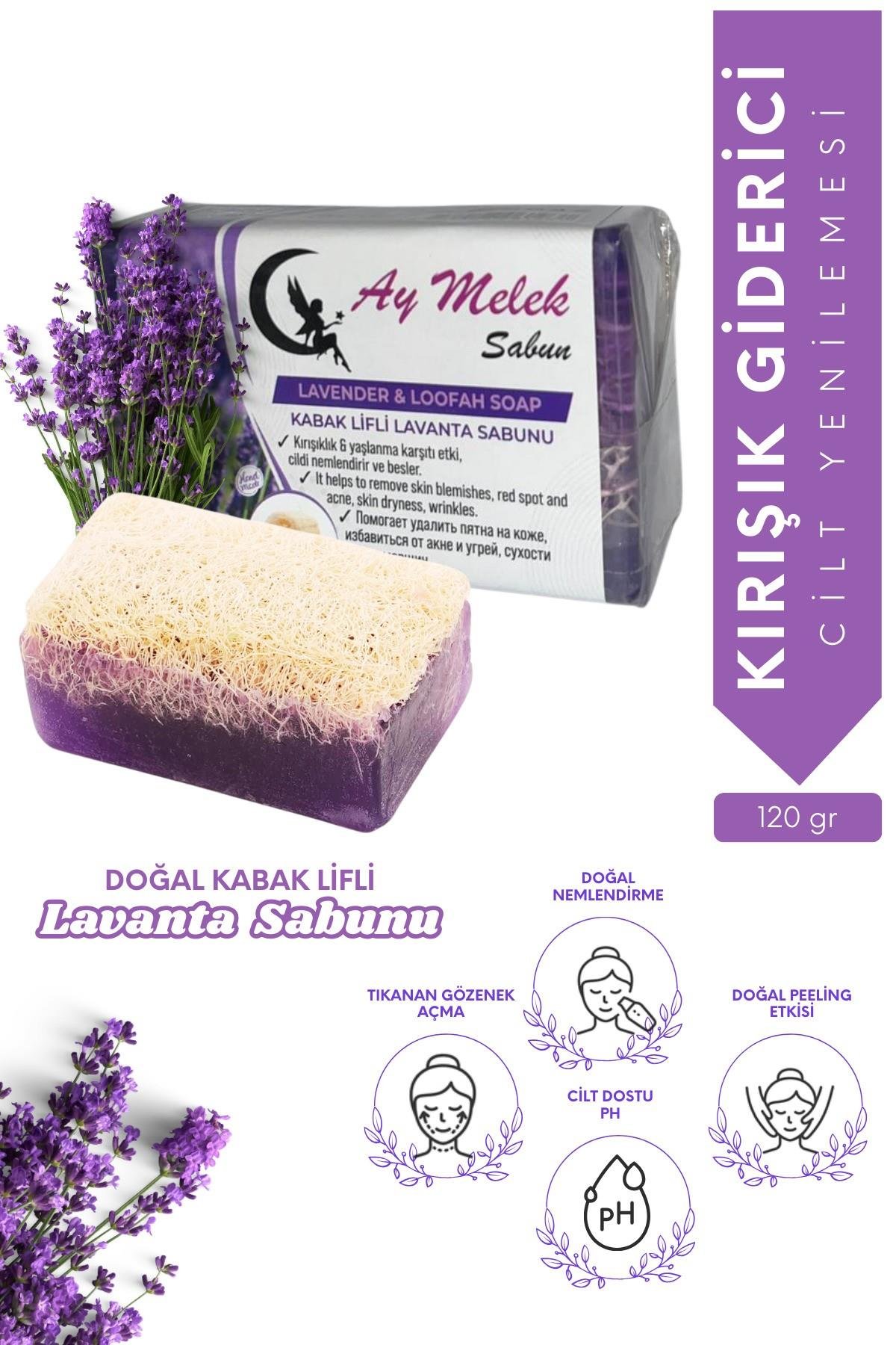 Lavanta Özlü Doğal Kabak Lifli Güzellik Sabunu Cilt Kırışıklık Önleyici Etkili