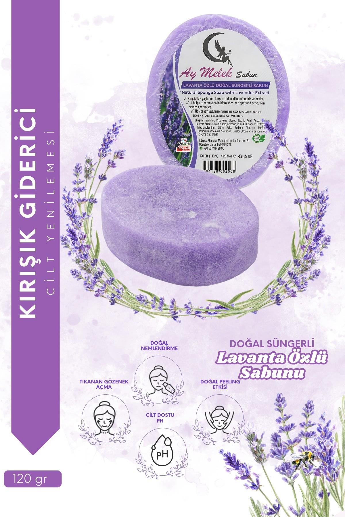 Lavanta Özlü Doğal Süngerli Güzellik Sabunu Cilt Kırışıklık Önleyici Etkili