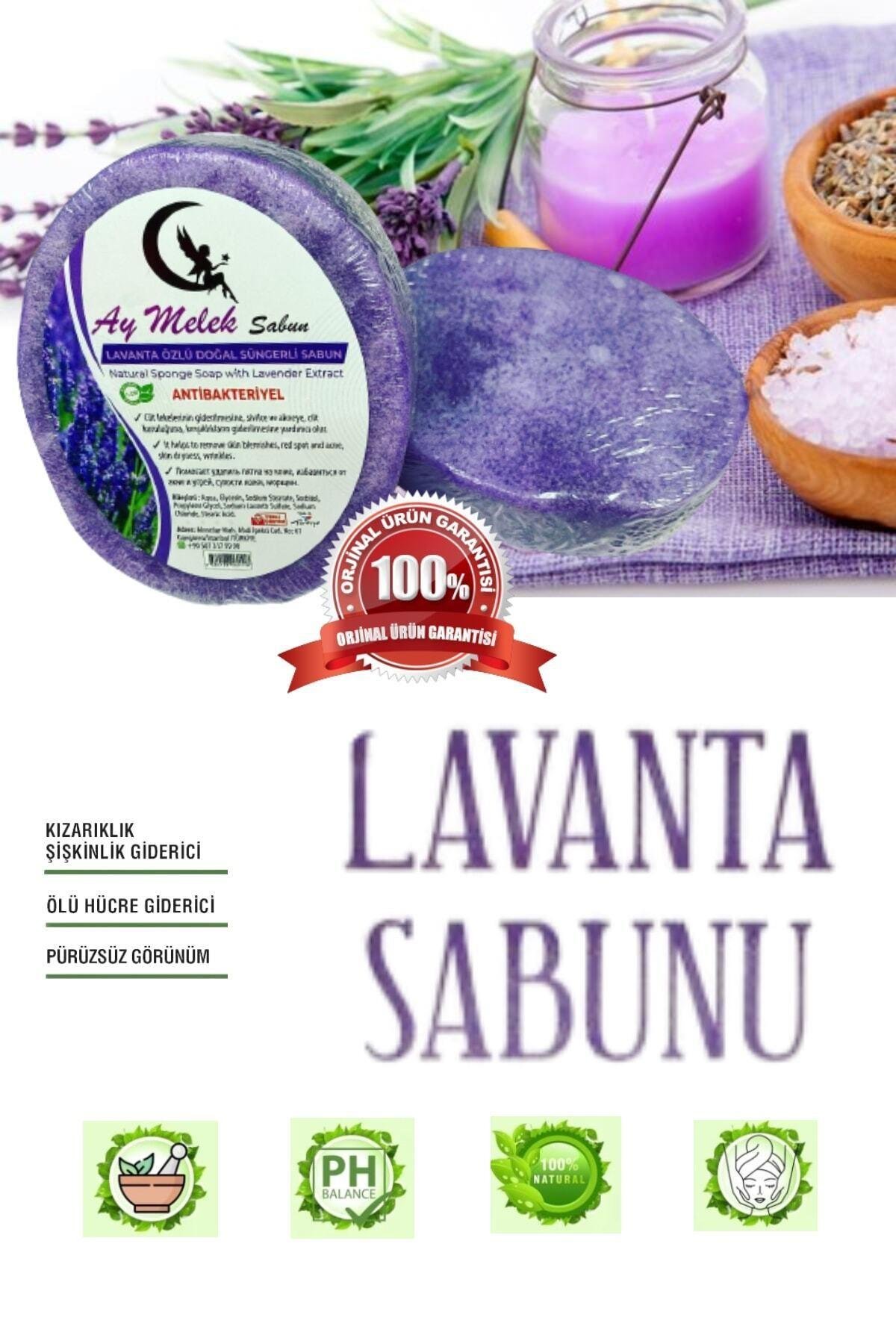 Lavanta Özlü Doğal Süngerli Güzellik Sabunu Cilt Kırışıklık Önleyici Etkili