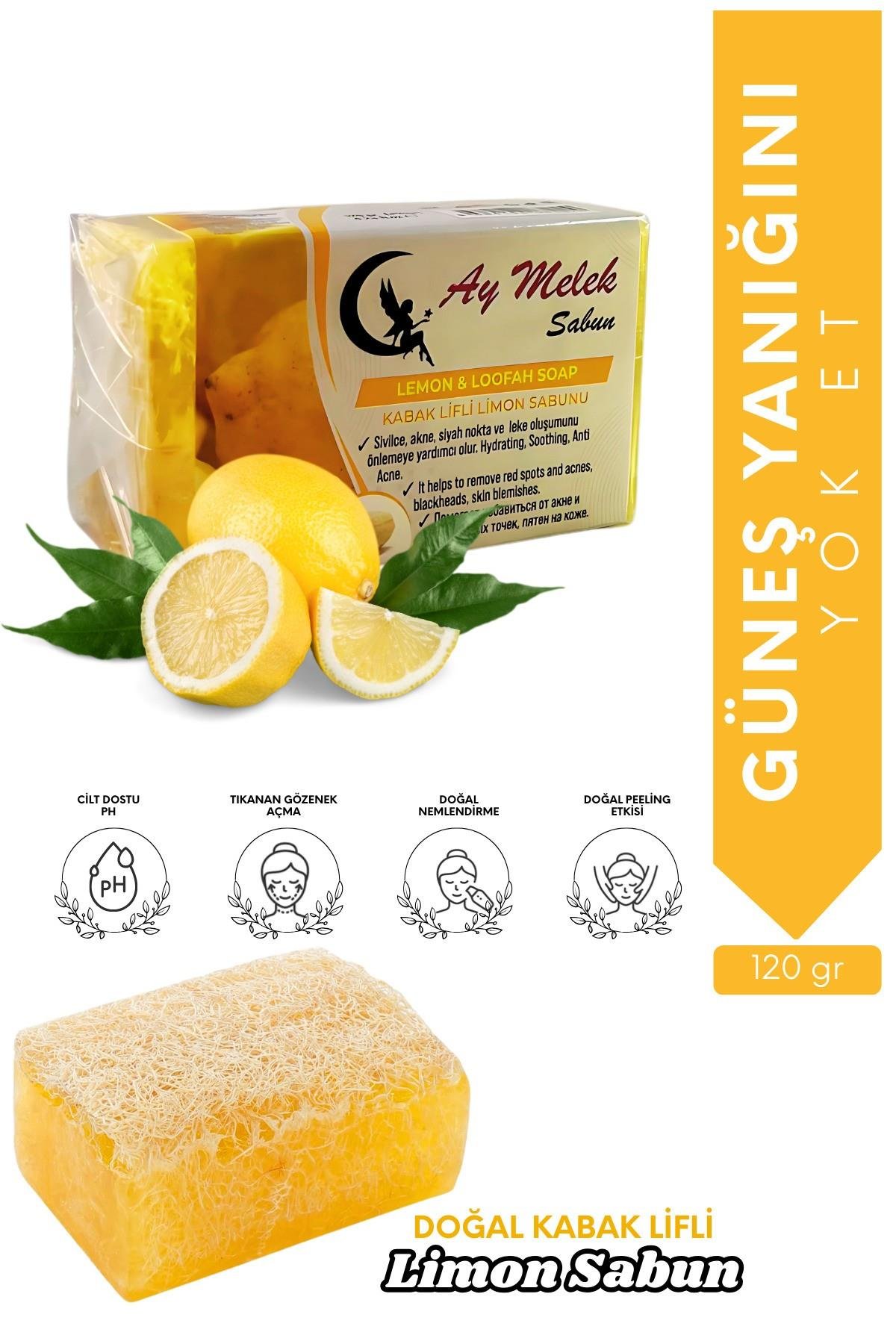 Limon Özlü Doğal Kabak Lifli Güzellik Sabunu Cilt Kırışıklık Önleyici Etkili