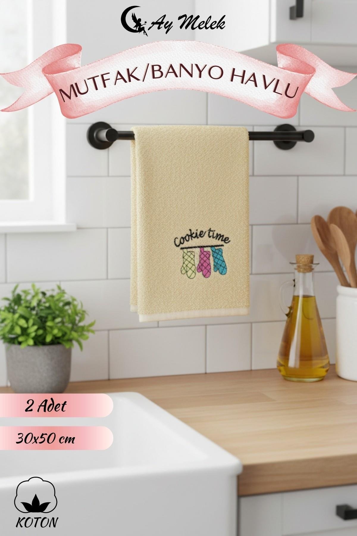Mutfak Havlusu 6`lı set %100 Pamuklu Nakışlı El Havlusu
