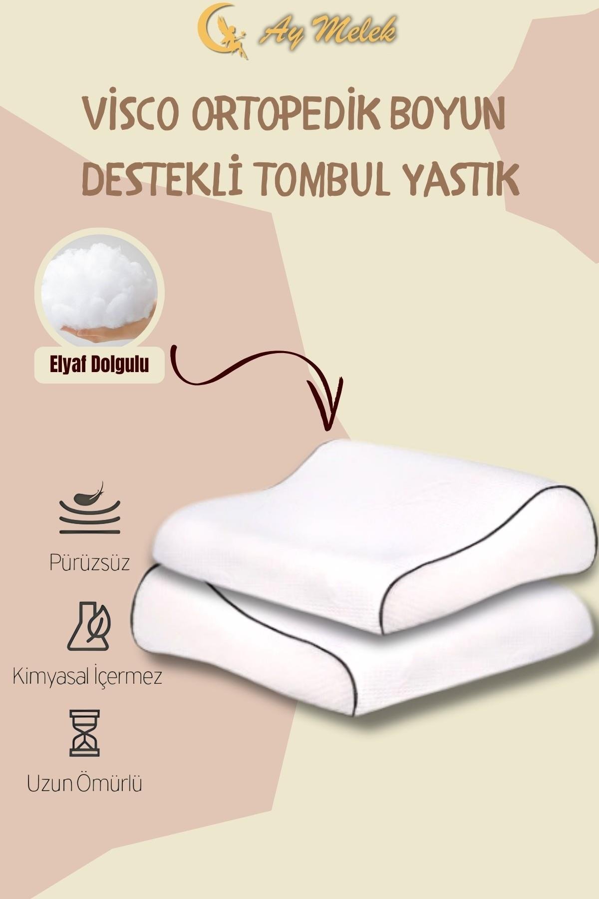 Ortopedik Yastık Visco Lüks Boyun Düzleşmesi Destekli Yastık