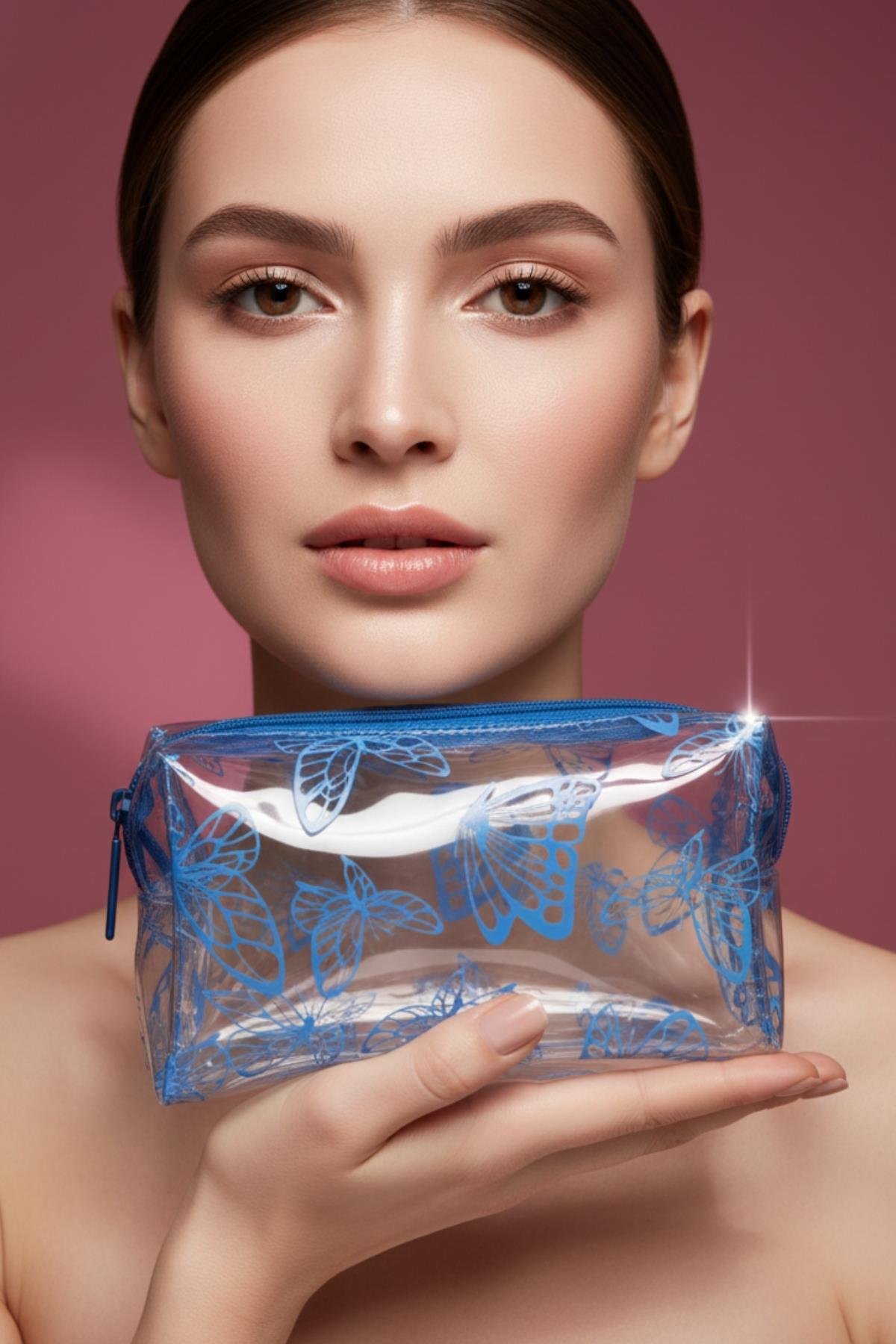 Su Geçirmez Desenli Pvc Makyaj ve Organizer Düzenleyici Seyahat Çantası