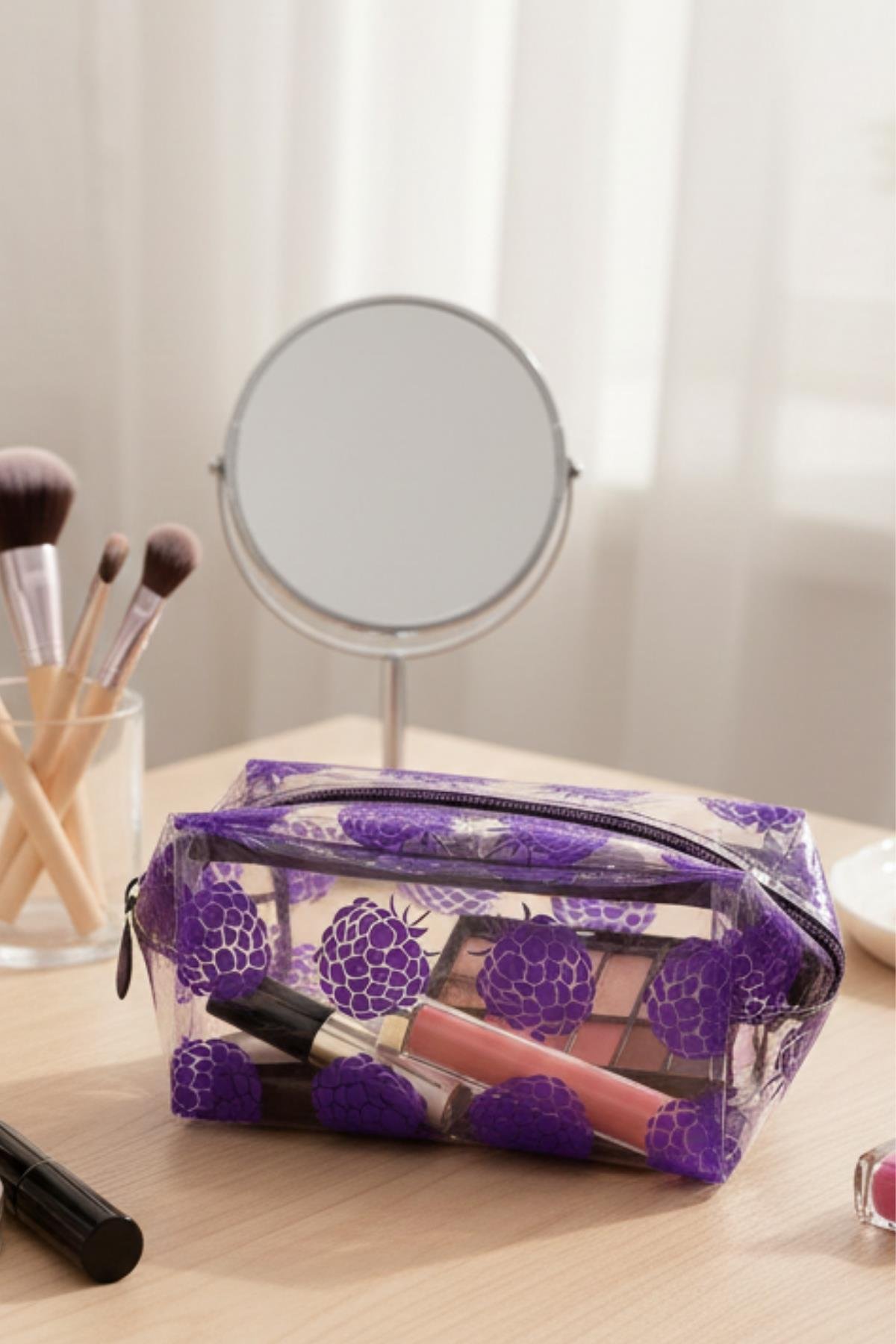 Su Geçirmez Desenli Pvc Makyaj ve Organizer Düzenleyici Seyahat Çantası