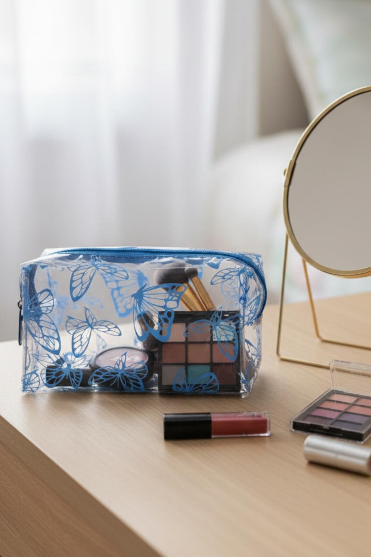 Su Geçirmez Desenli Pvc Makyaj ve Organizer Düzenleyici Seyahat Çantası
