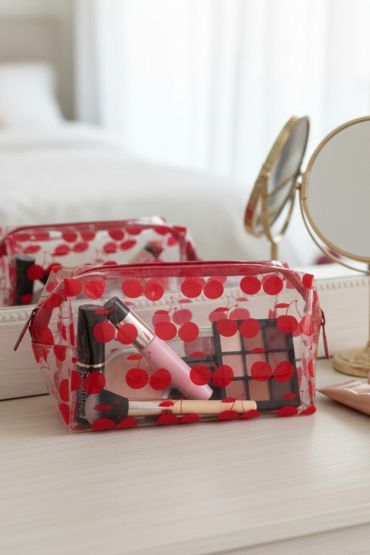 Su Geçirmez Desenli Pvc Makyaj ve Organizer Düzenleyici Seyahat Çantası