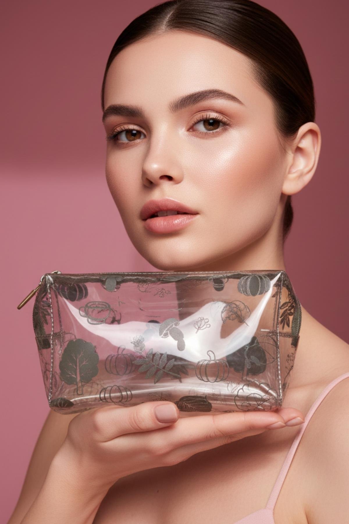 Su Geçirmez Desenli Pvc Makyaj ve Organizer Düzenleyici Seyahat Çantası