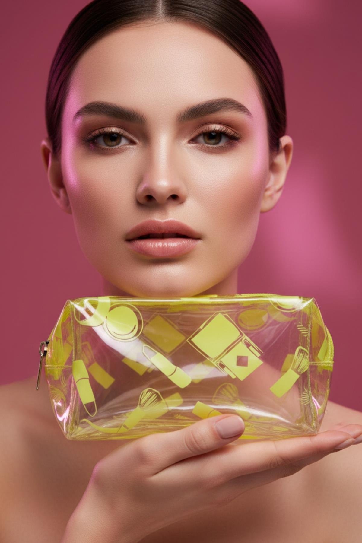 Su Geçirmez Desenli Pvc Makyaj ve Organizer Düzenleyici Seyahat Çantası