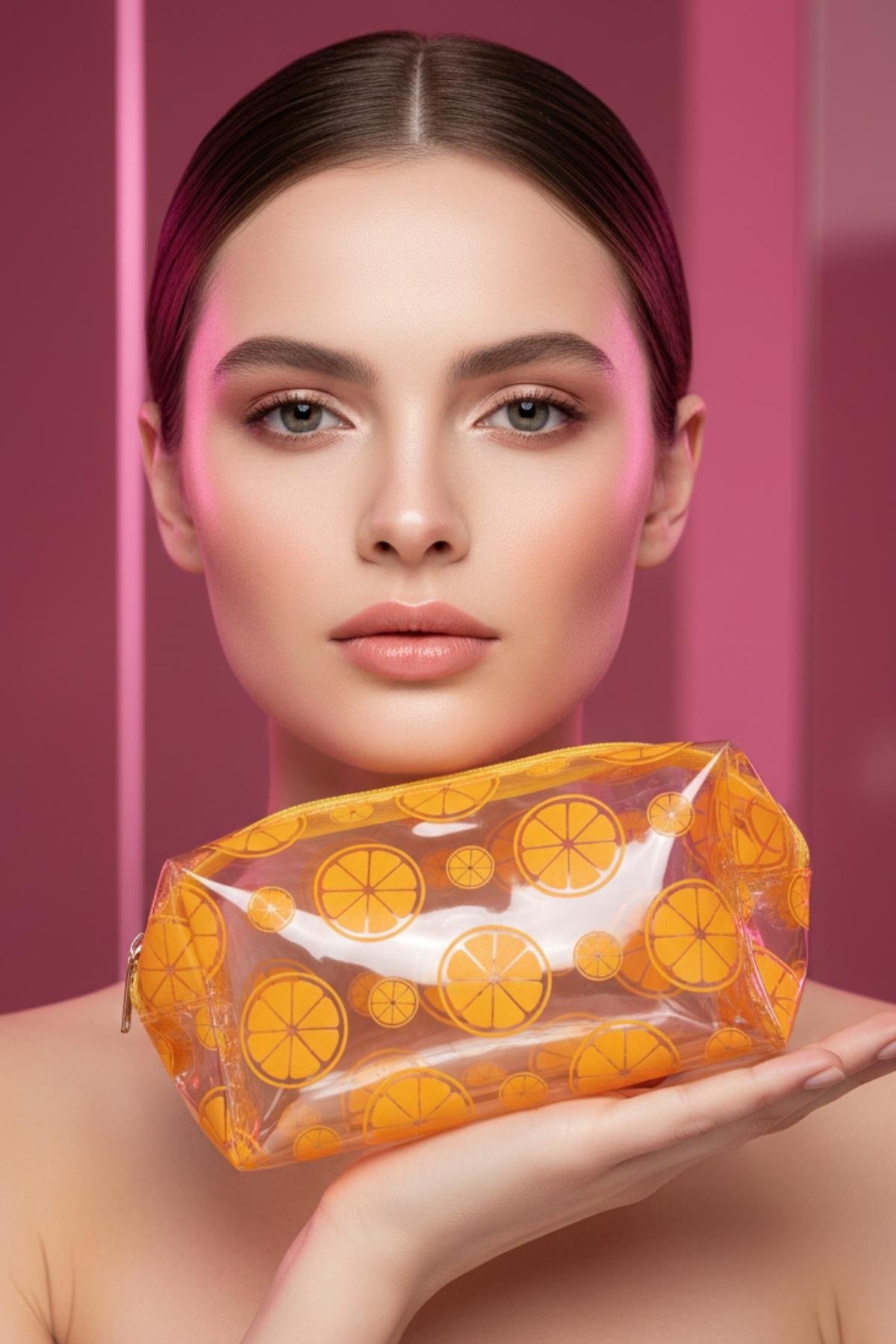 Su Geçirmez Desenli Pvc Makyaj ve Organizer Düzenleyici Seyahat Çantası