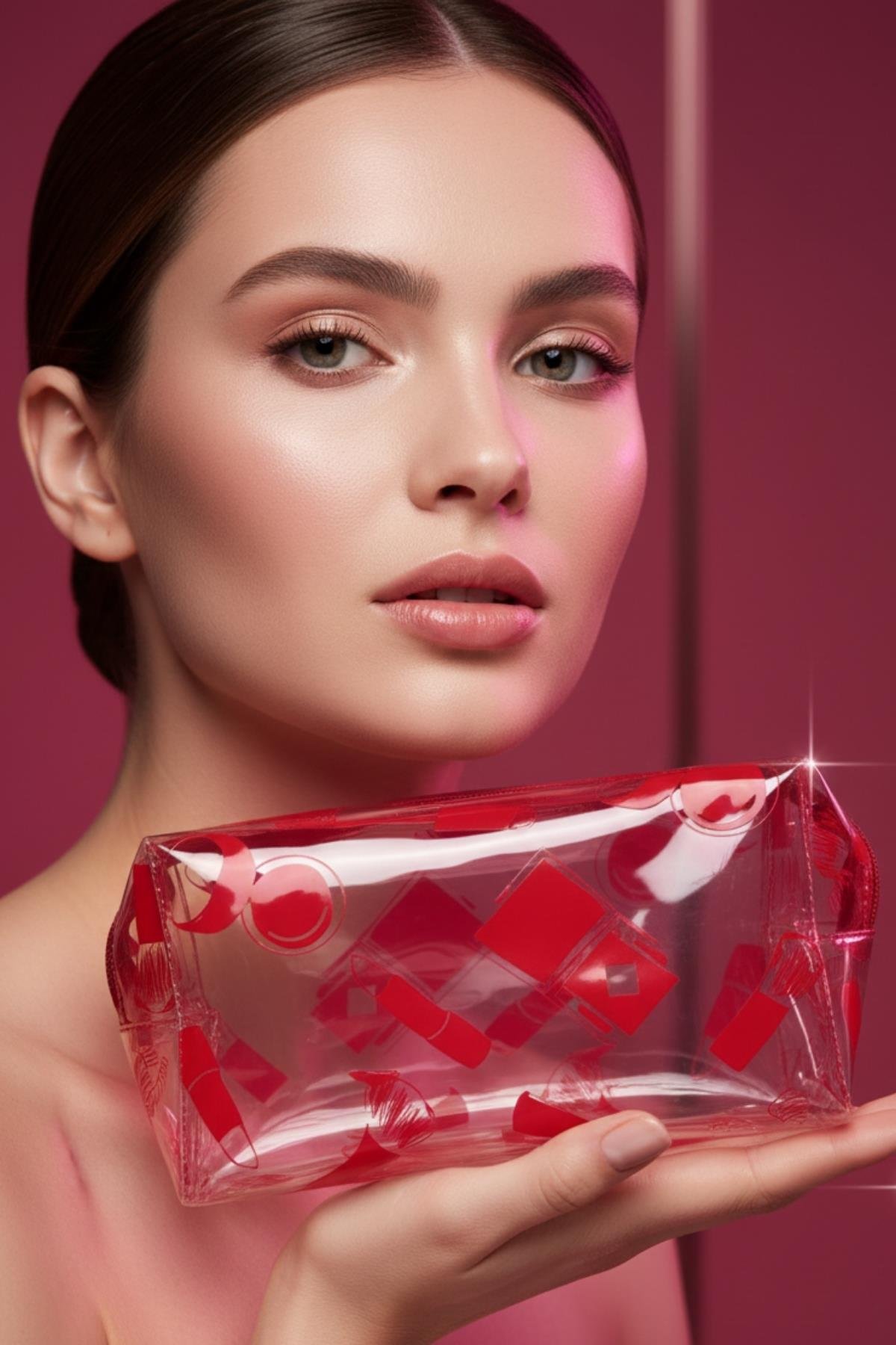 Su Geçirmez Desenli Pvc Makyaj ve Organizer Düzenleyici Seyahat Çantası