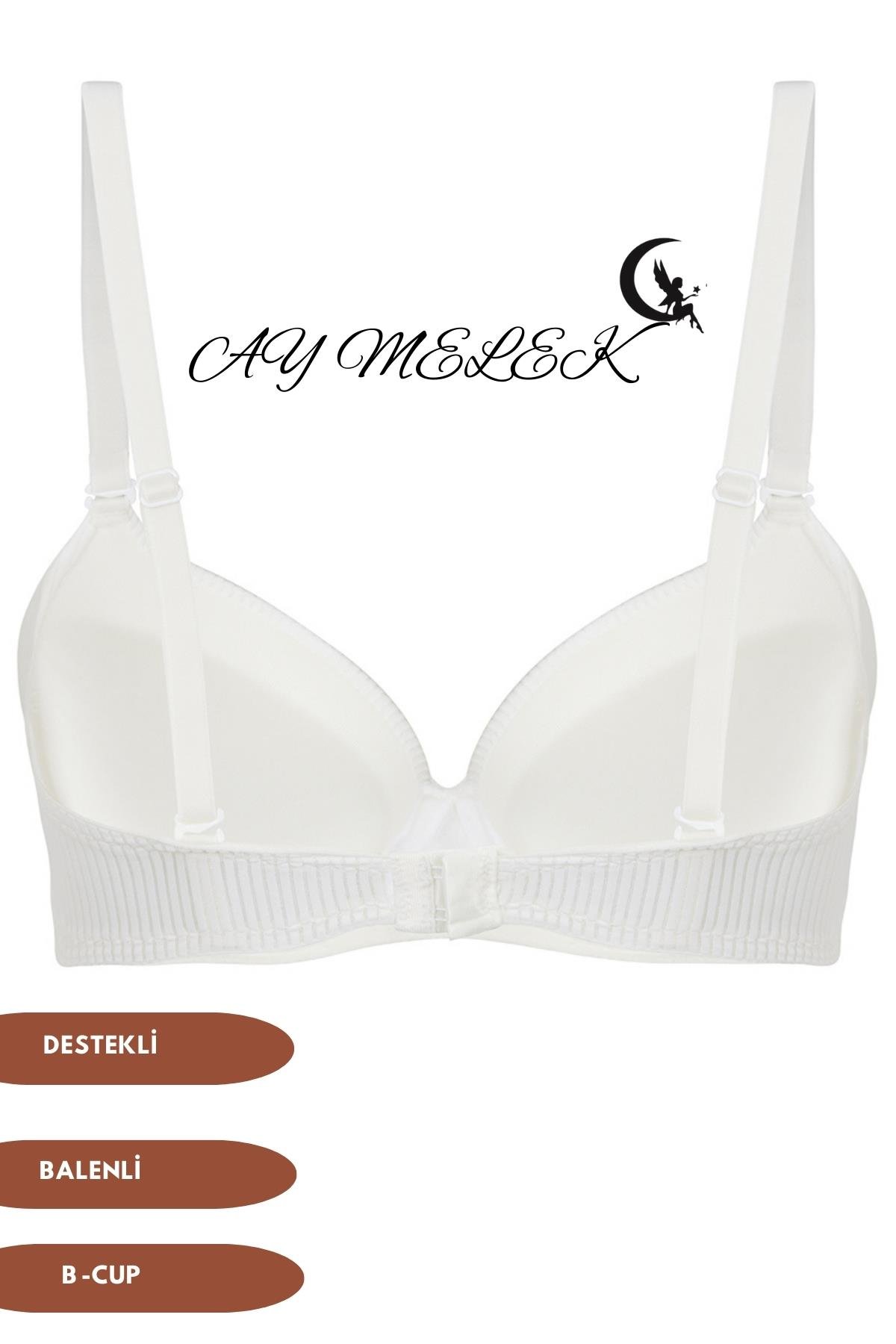 Sütyen Çizgi Desenli B-Cap Destekli Balenli Tasarım