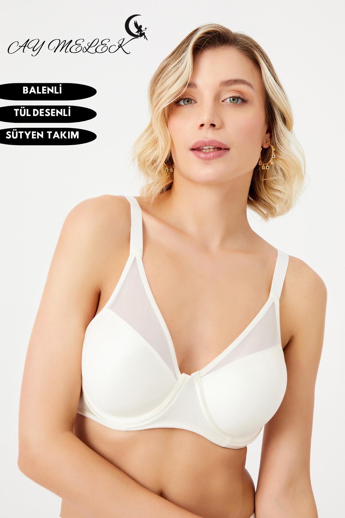 Sütyen Takım Askılarında Tül Detaylı Balenli C-Cap