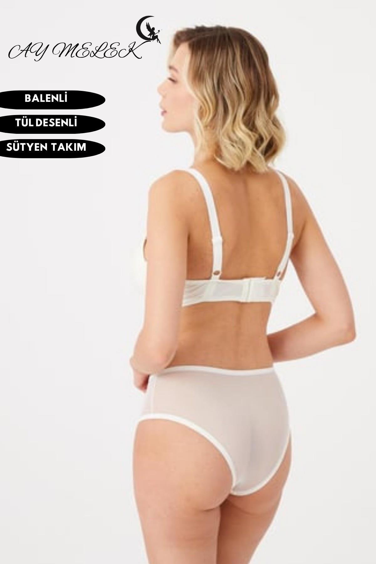 Sütyen Takım Askılarında Tül Detaylı Balenli C-Cap